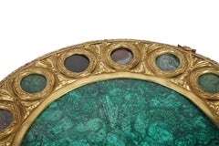 19thc Malachite Empire Style Stone Inlaid Bronze Dore Center Table