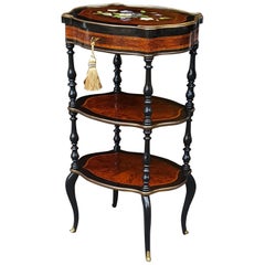 19th Century French Burr Yew and Ebonised Vanity Table