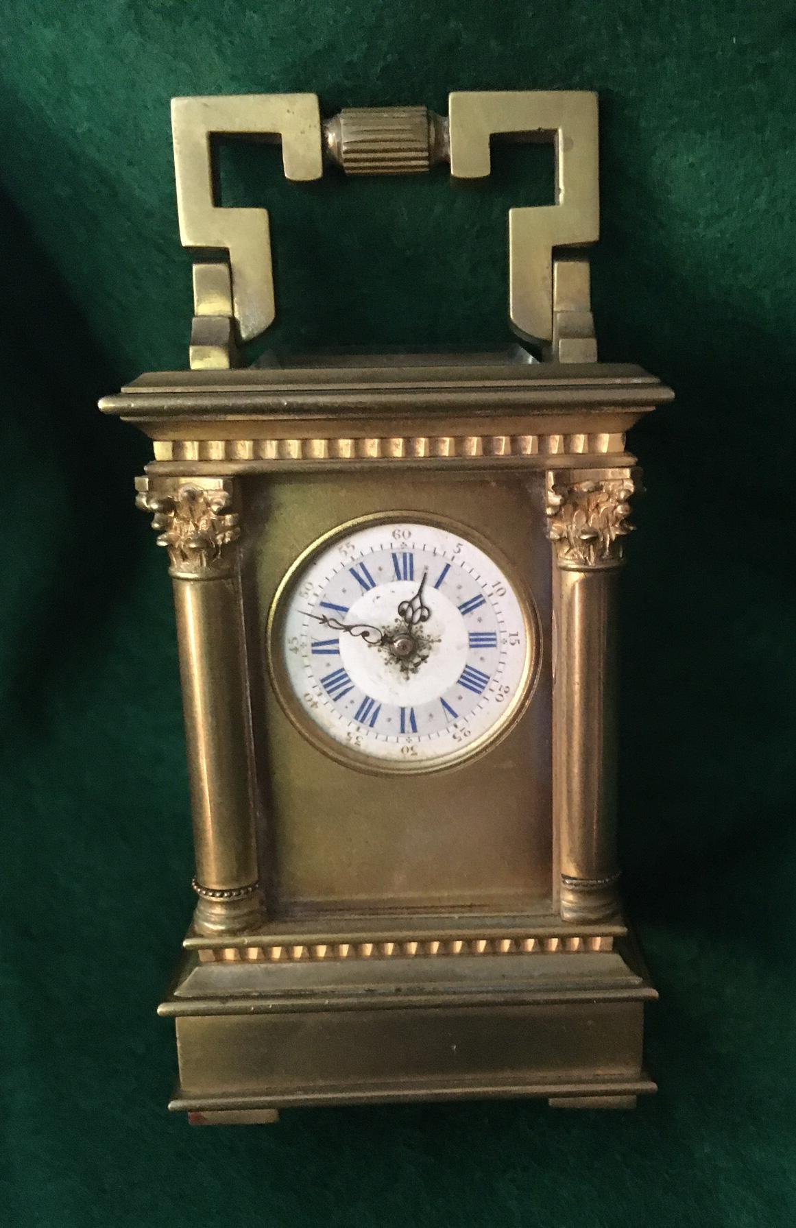 19thc French Carriage Clock Mignonnette No. 2 Anglaise Riche w/ Pillared Case For Sale 2