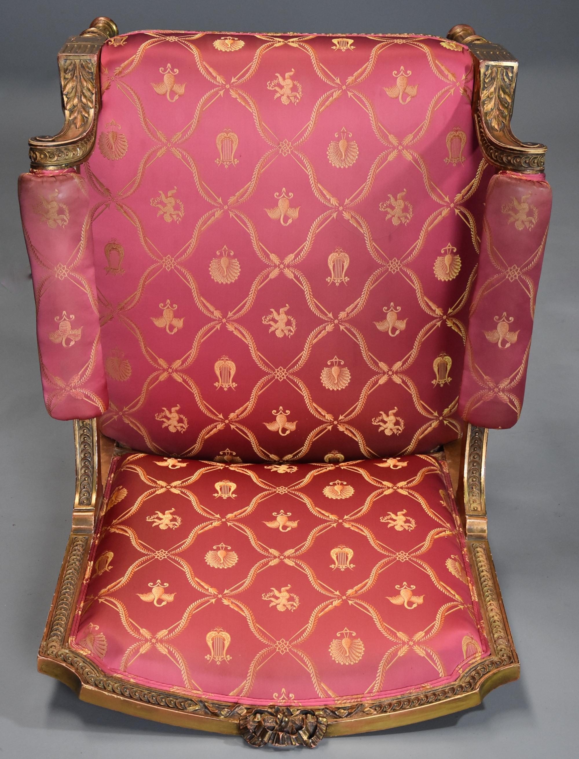 19thc French Carved Giltwood Fauteuil / Open Armchair of Large Proportions For Sale 6