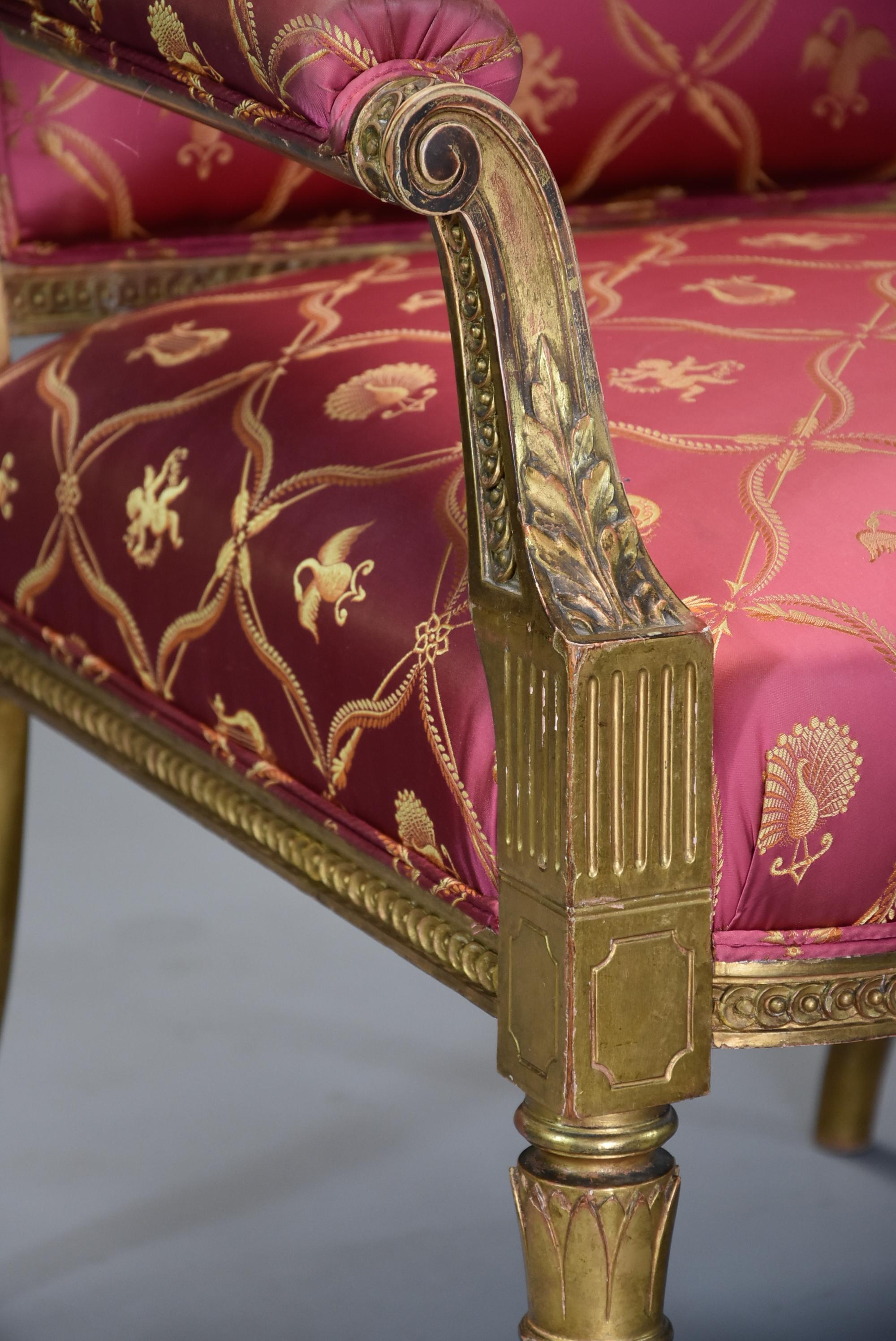 19thc French Carved Giltwood Fauteuil / Open Armchair of Large Proportions For Sale 4
