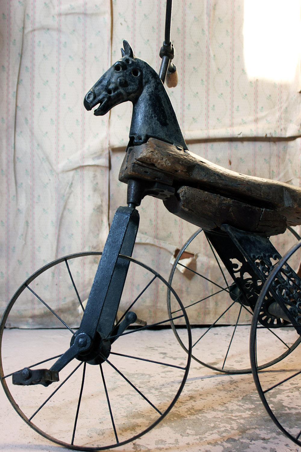 19th Century French Childs Horse Velocipede Tricycle, circa 1870 5
