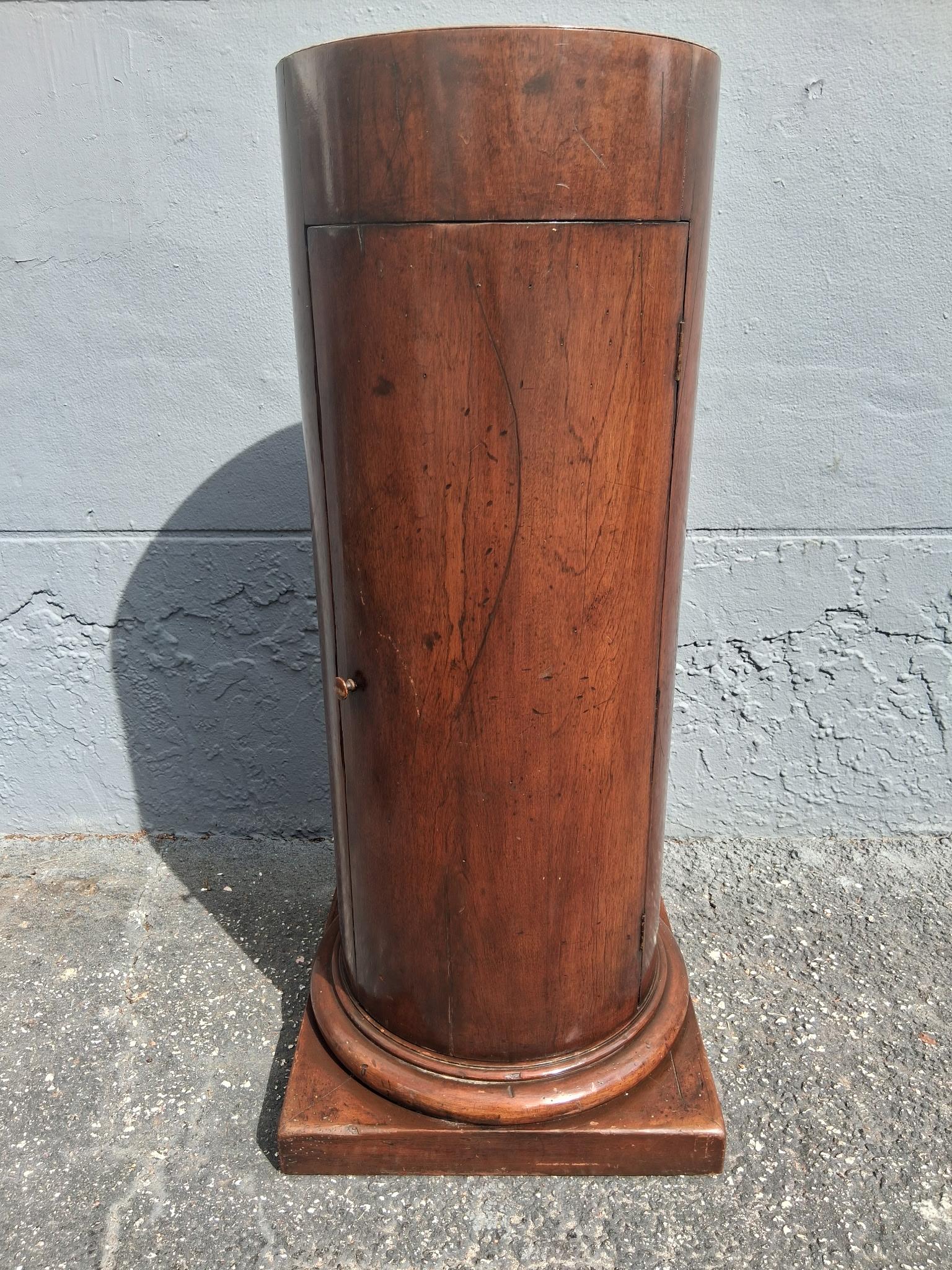 Classical Roman 19thc French Classical style Column form Wood Pedestal Display Cabinet For Sale