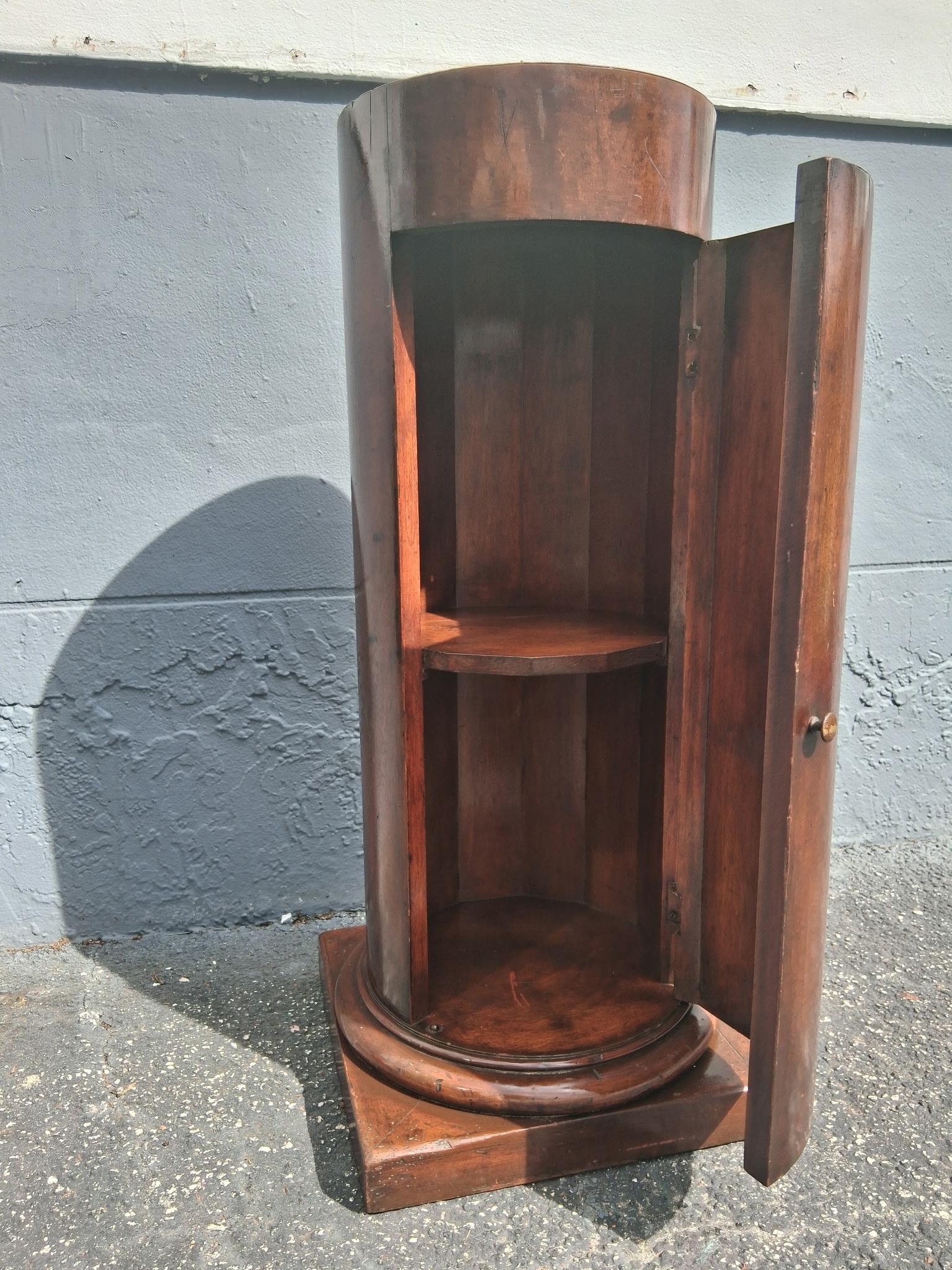 Late 19th Century 19thc French Classical style Column form Wood Pedestal Display Cabinet For Sale