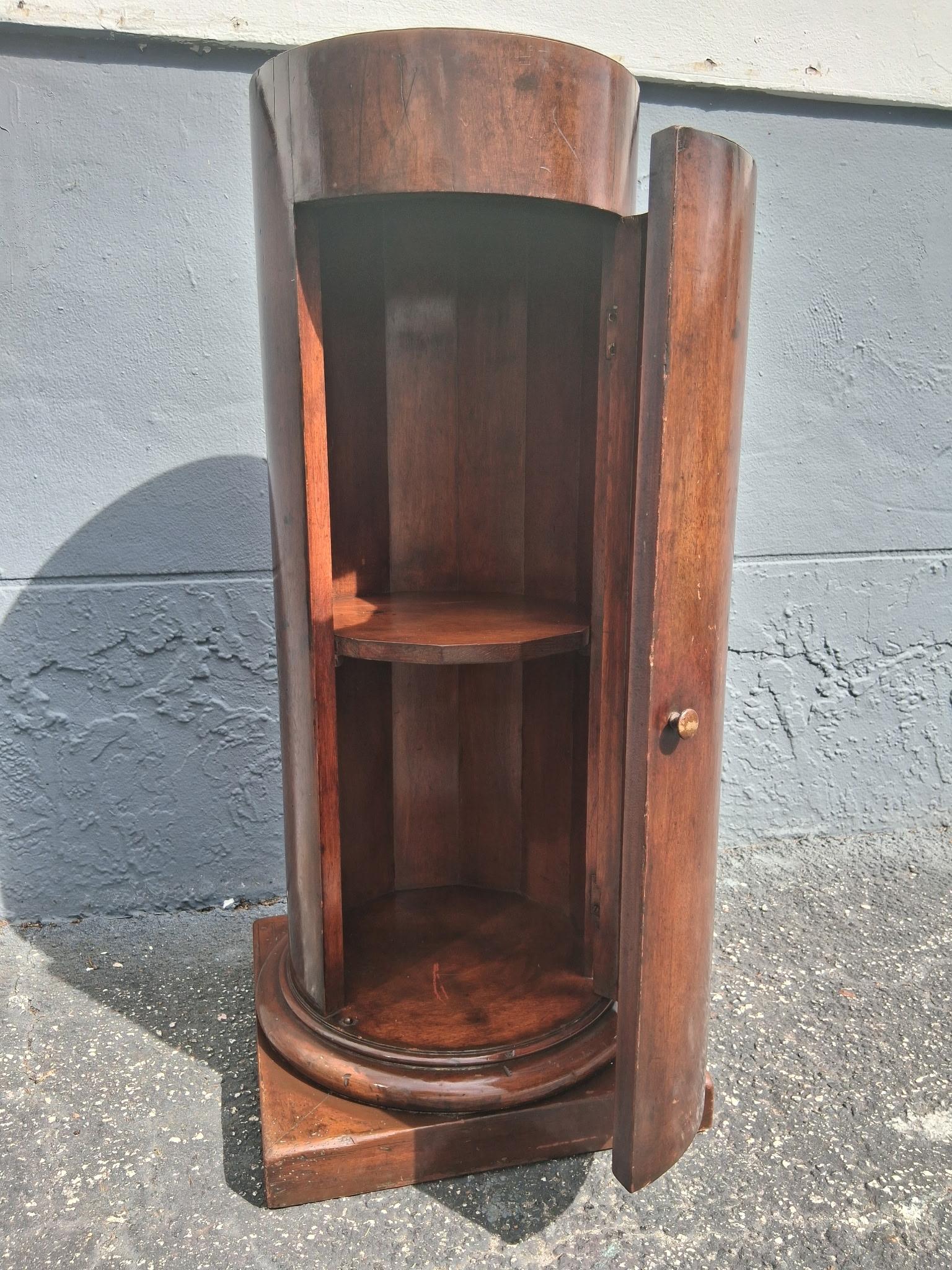 19thc French Classical style Column form Wood Pedestal Display Cabinet For Sale 4