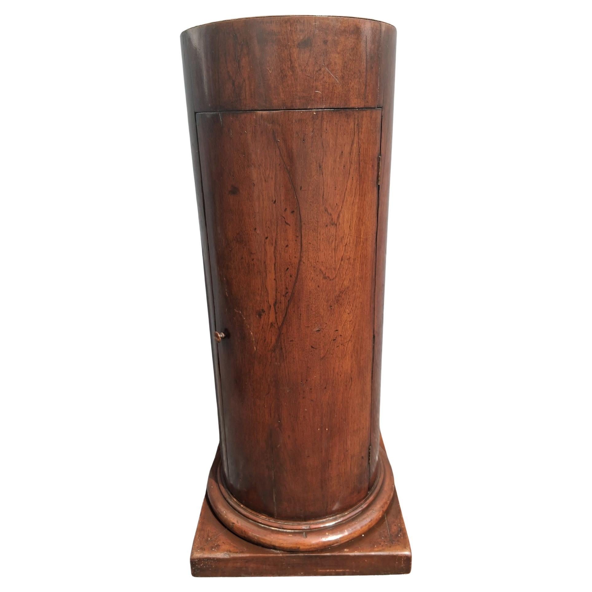 19thc French Classical style Column form Wood Pedestal Display Cabinet For Sale
