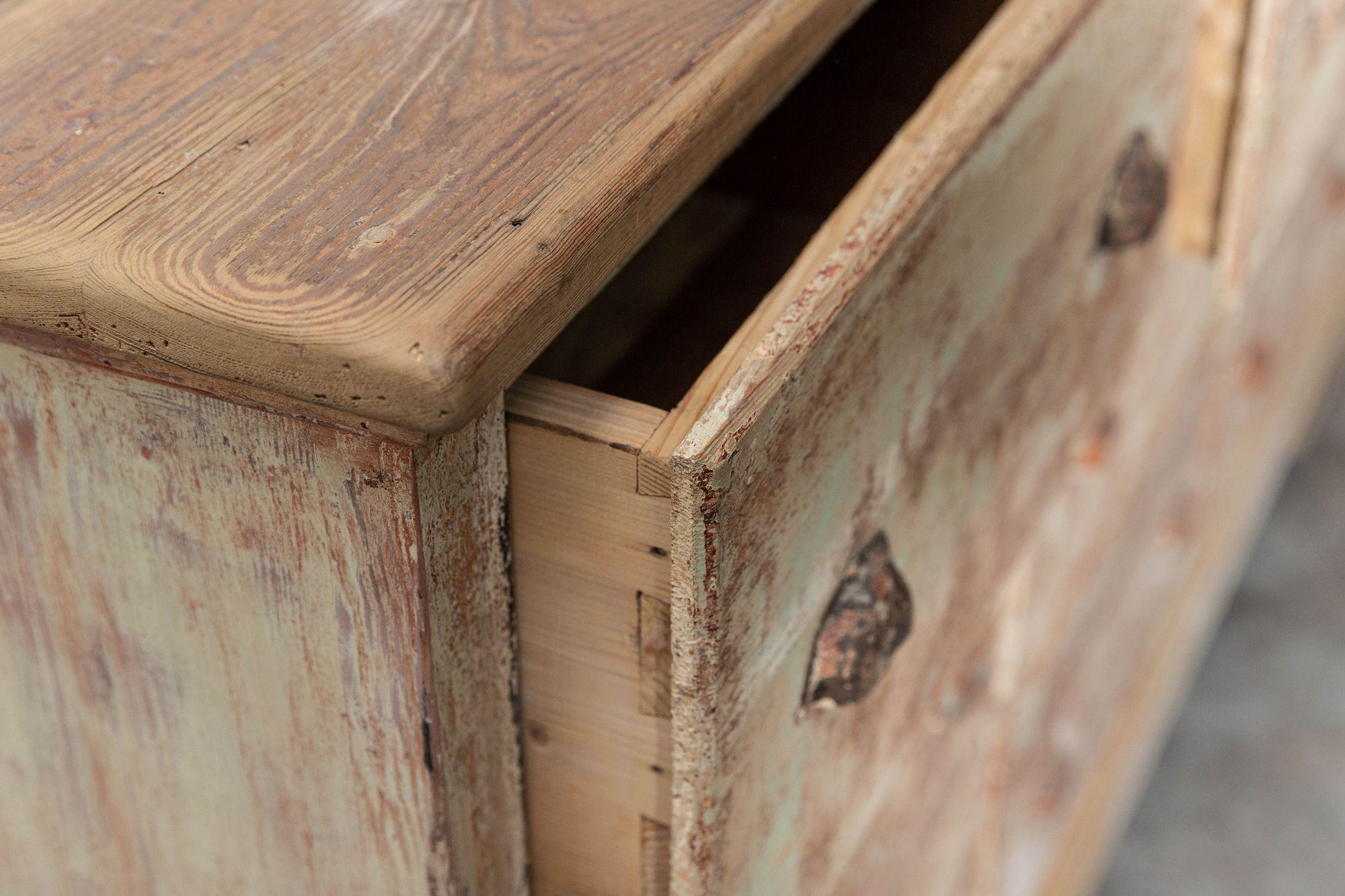 19thC French Dry Scraped Bank of Pine Drawers For Sale 7
