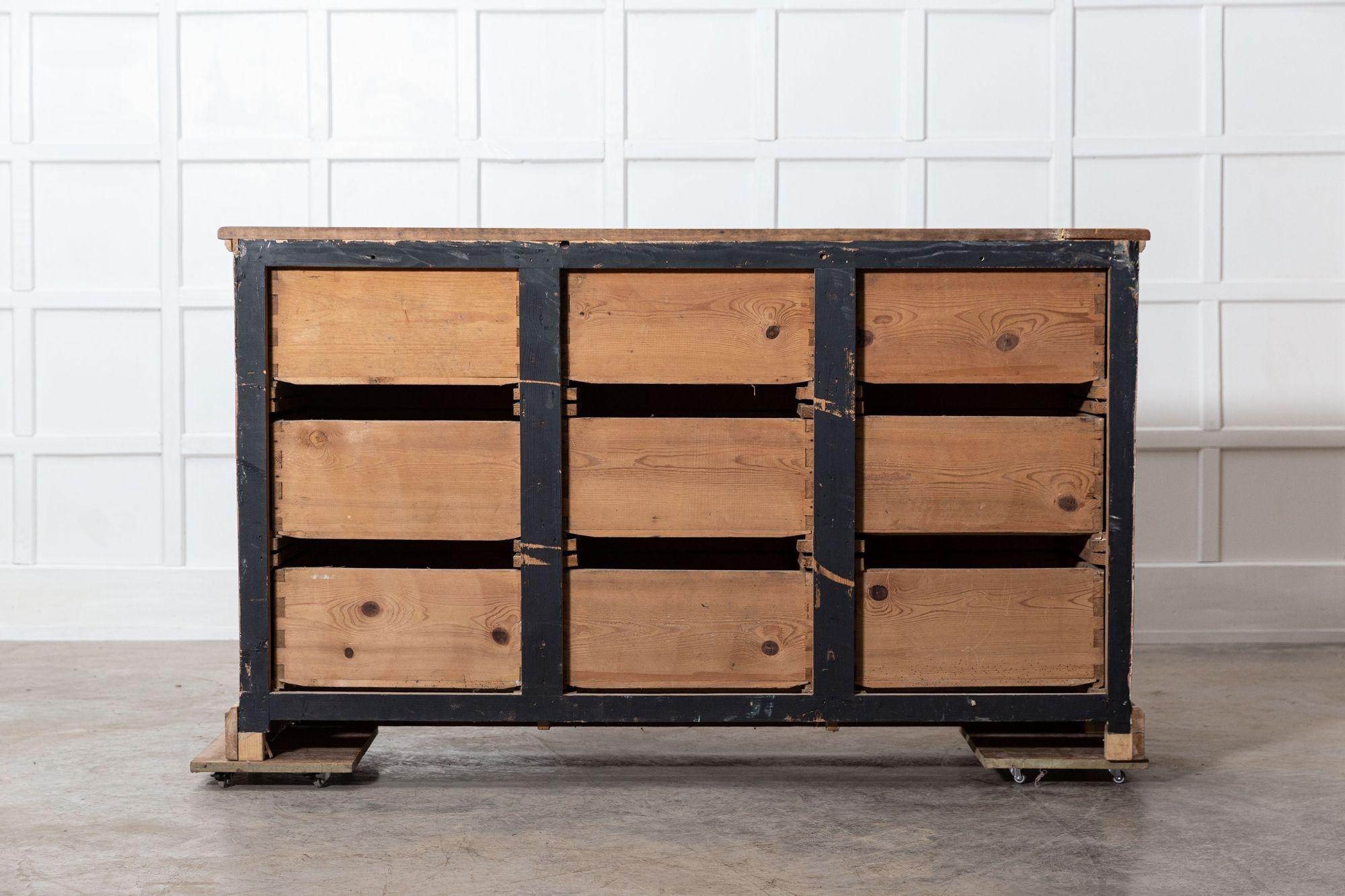 19thC French Dry Scraped Bank of Pine Drawers For Sale 8