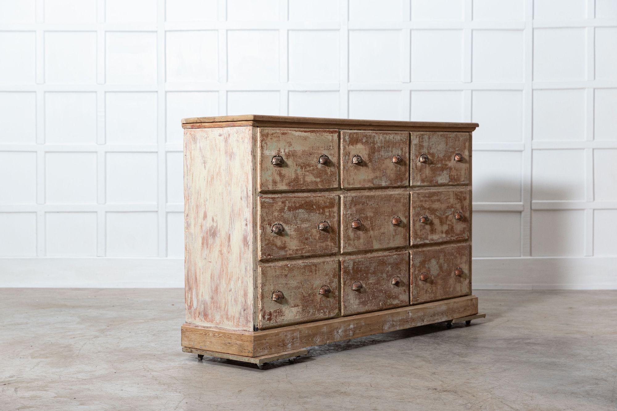 19thC French Dry Scraped Bank of Pine Drawers In Good Condition For Sale In Staffordshire, GB