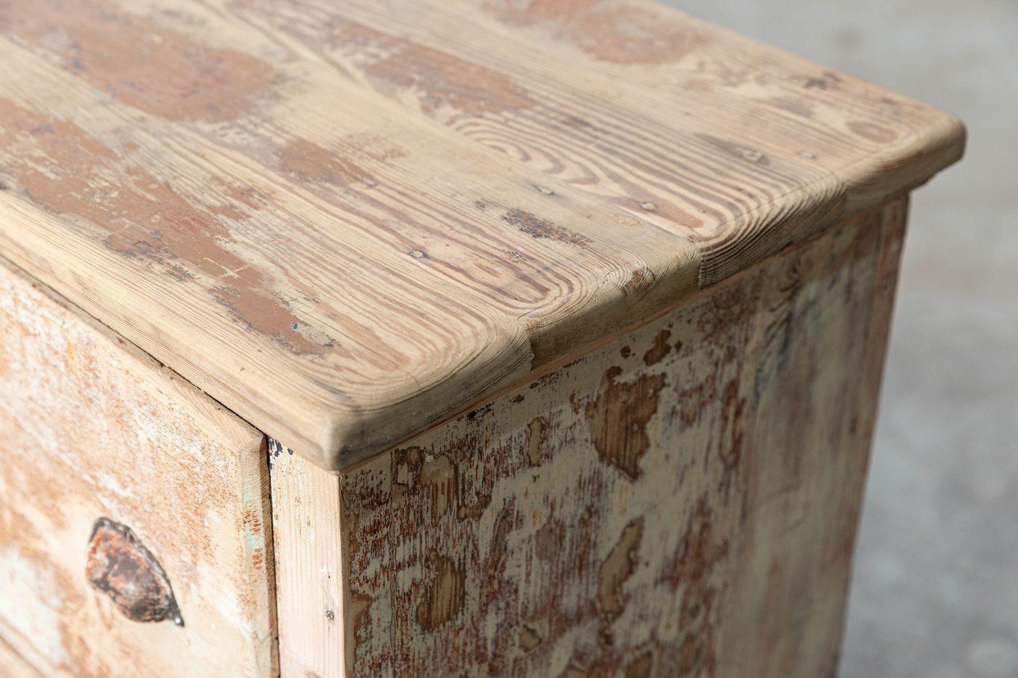 19thC French Dry Scraped Bank of Pine Drawers For Sale 4