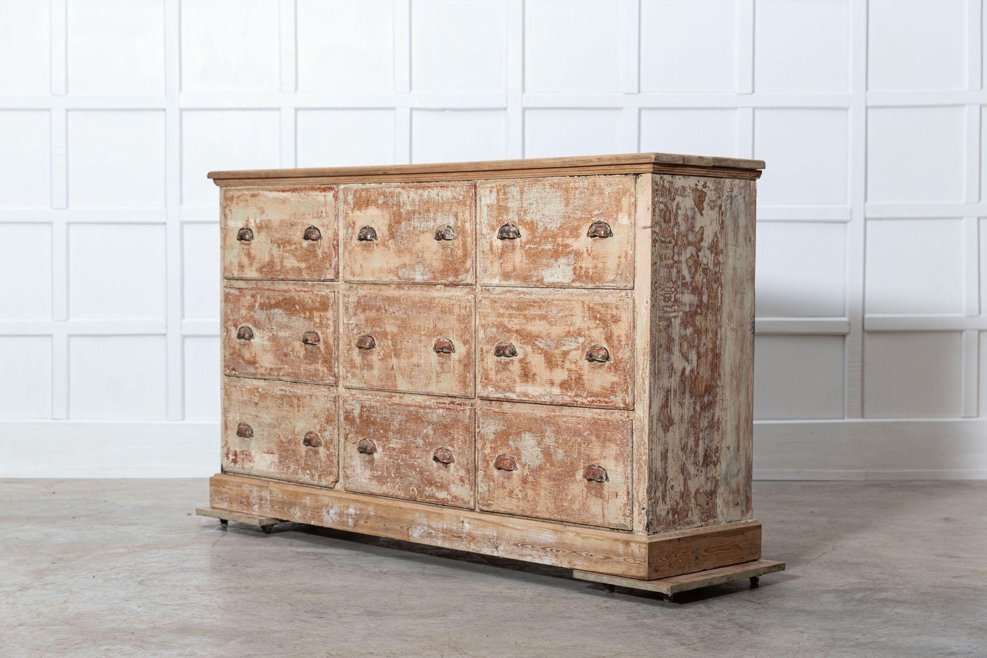 19thC French Dry Scraped Bank of Pine Drawers For Sale 5