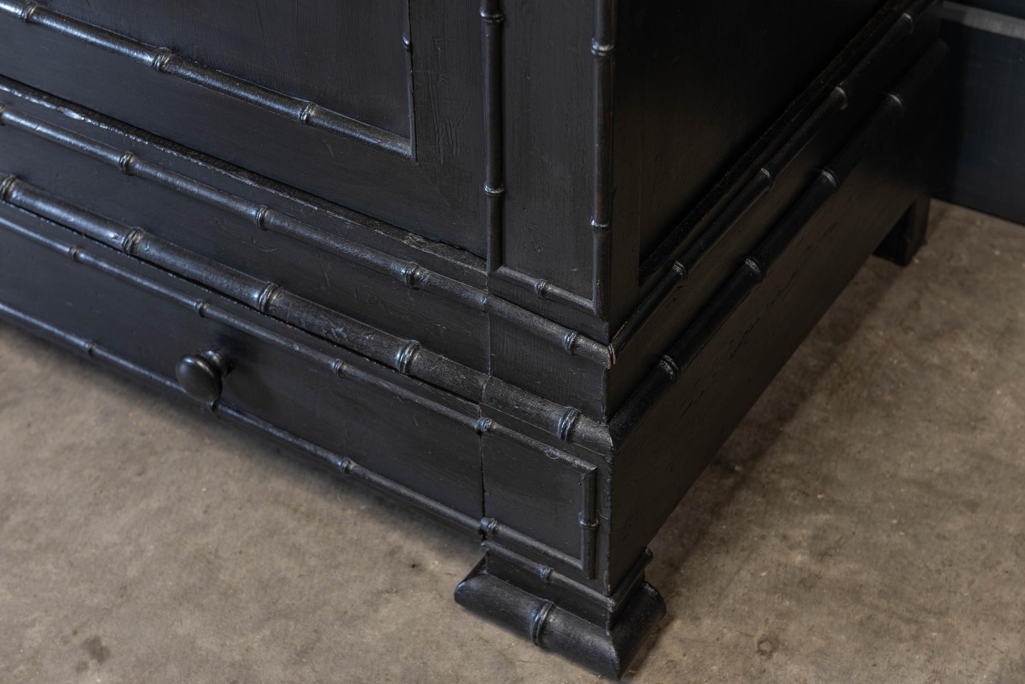 19th Century French Ebonized Faux Bamboo Armoire /Wardrobe 6