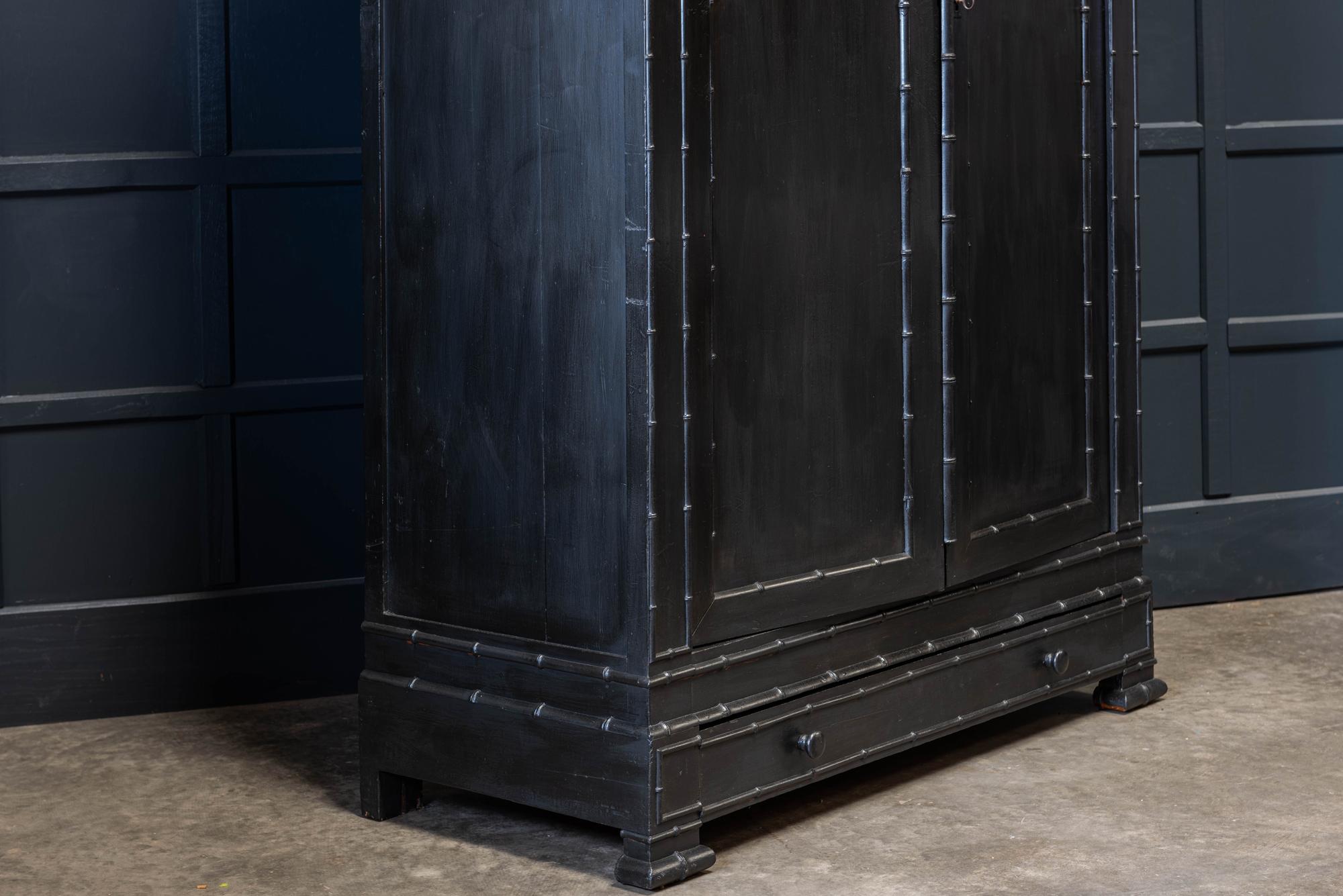 19th Century French Ebonized Faux Bamboo Armoire /Wardrobe 8