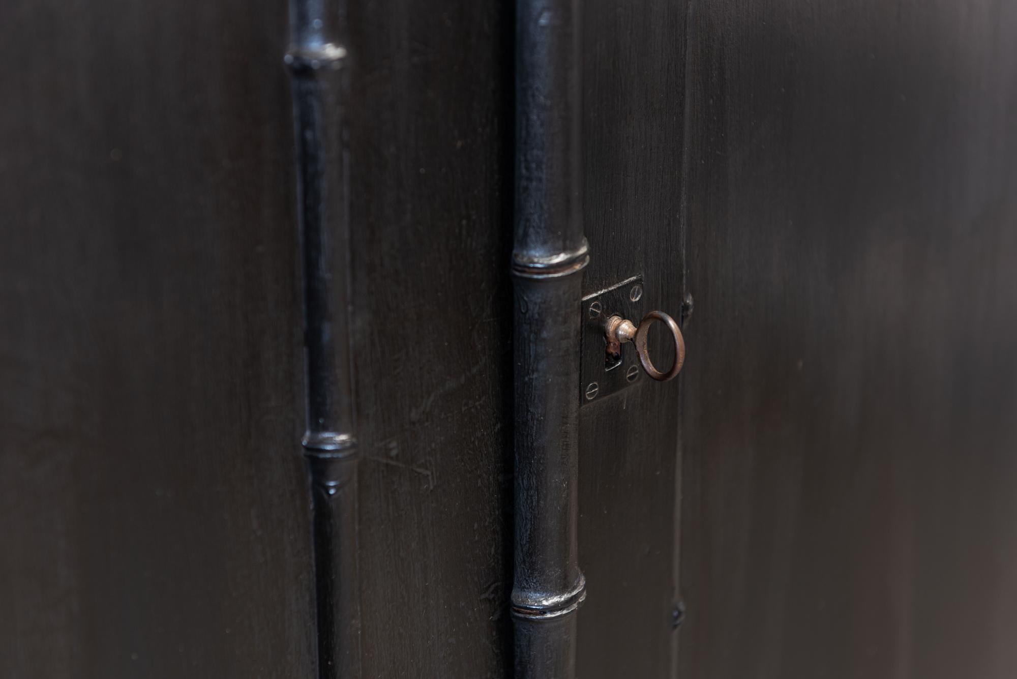 19th Century French Ebonized Faux Bamboo Armoire /Wardrobe 3