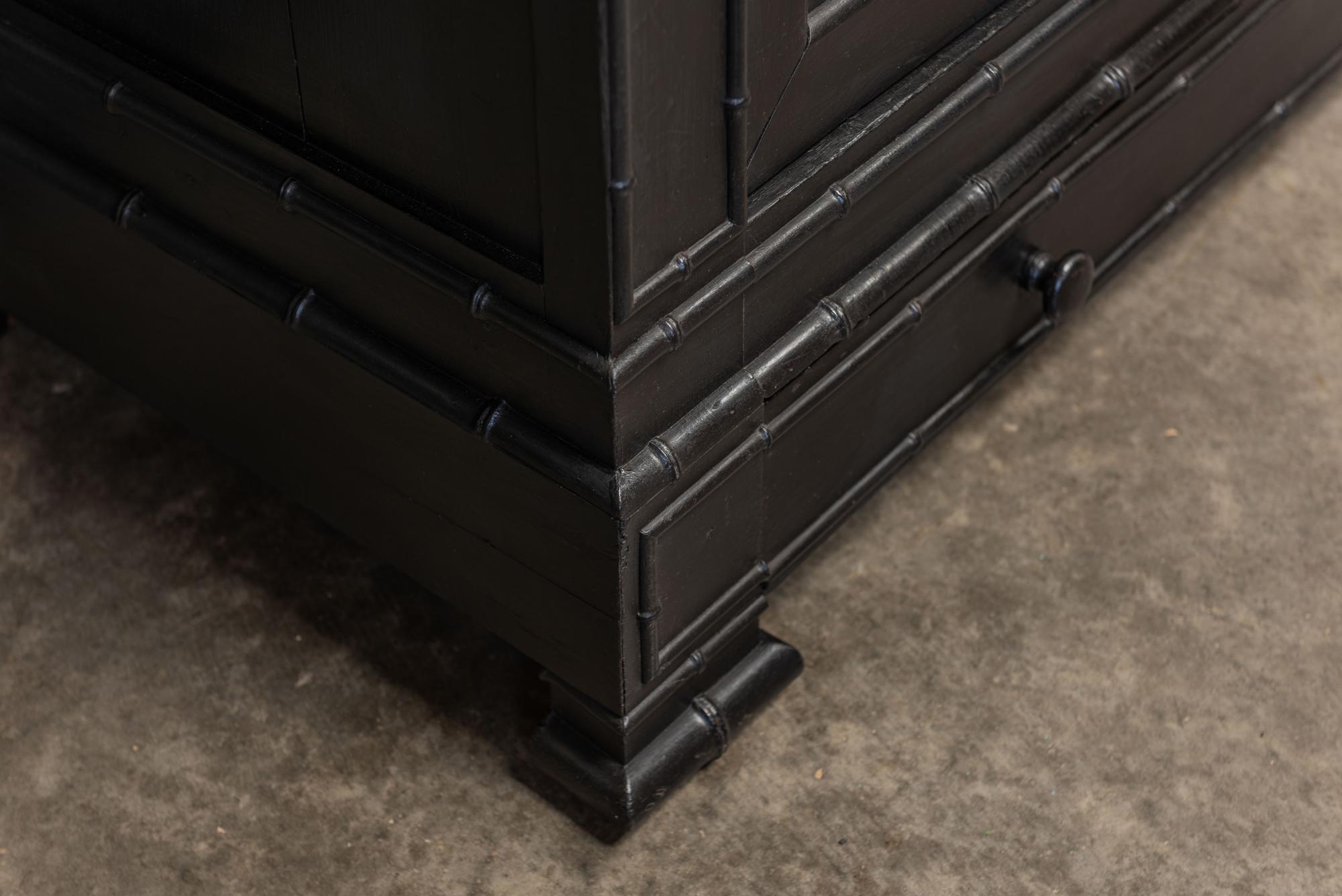 19th Century French Ebonized Faux Bamboo Armoire /Wardrobe 4