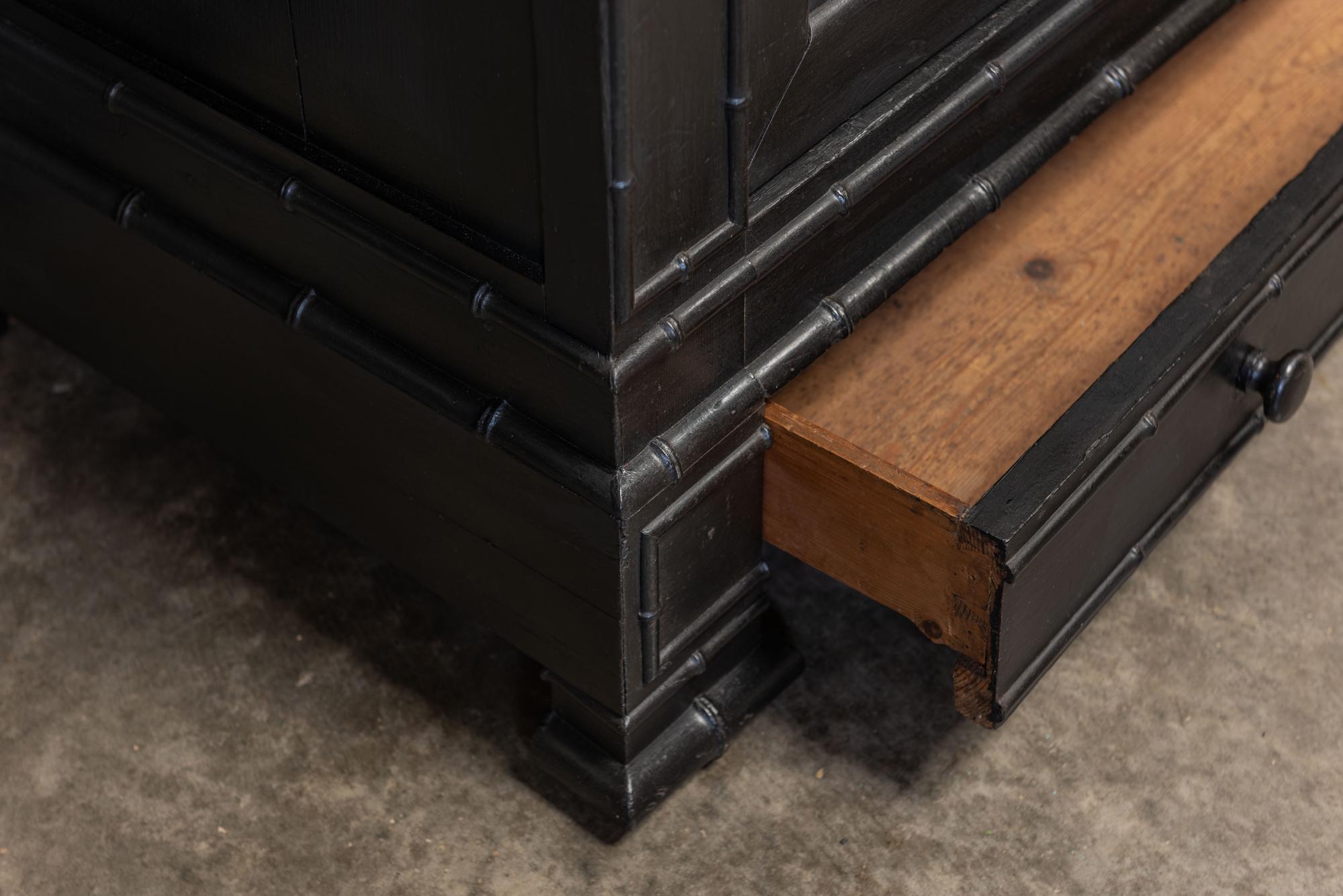 19th Century French Ebonized Faux Bamboo Armoire /Wardrobe 5