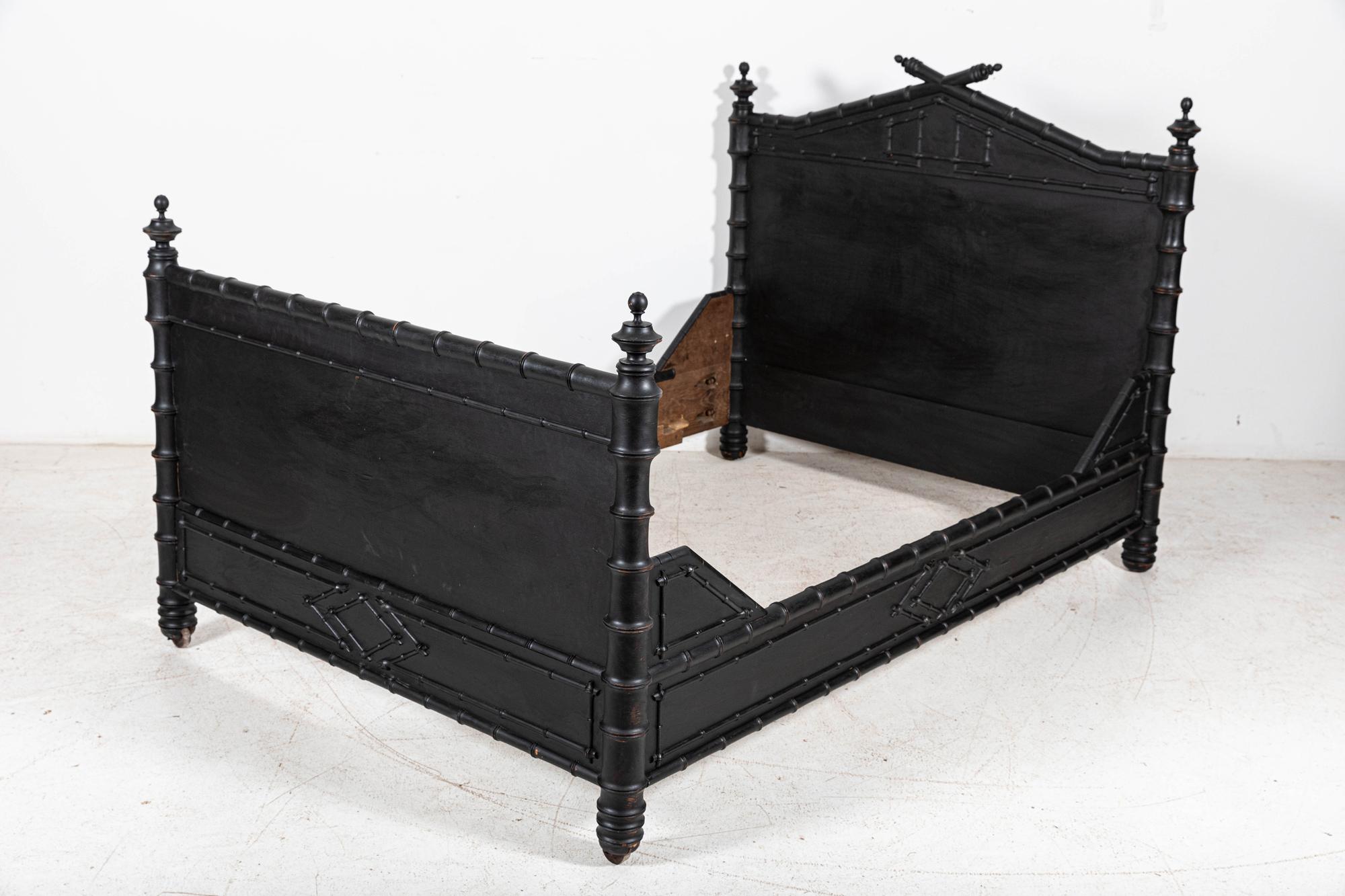 19th Century 19thC French Ebonised Faux Bamboo Bedroom Suite For Sale
