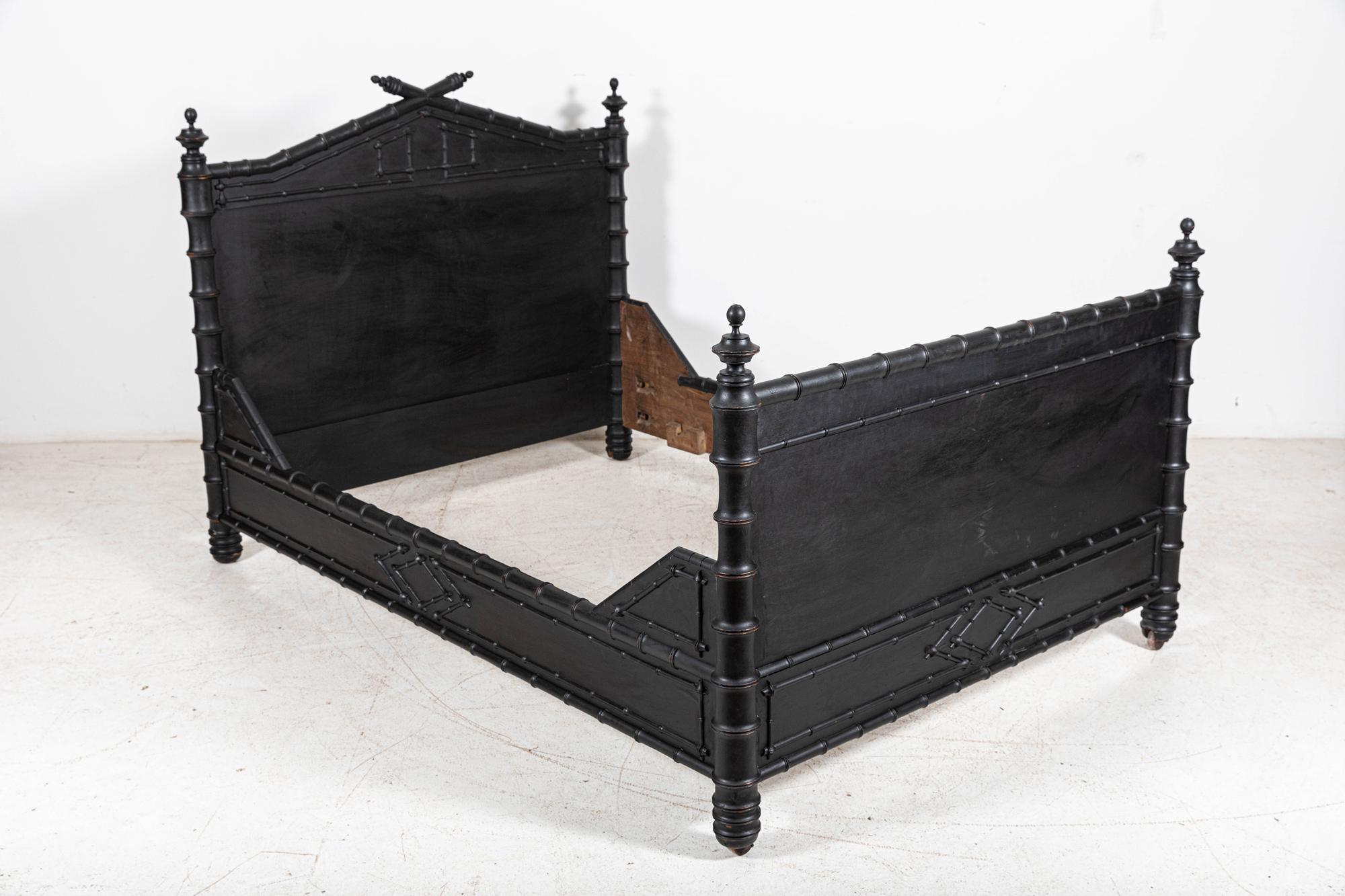 Fruitwood 19thC French Ebonised Faux Bamboo Bedroom Suite For Sale