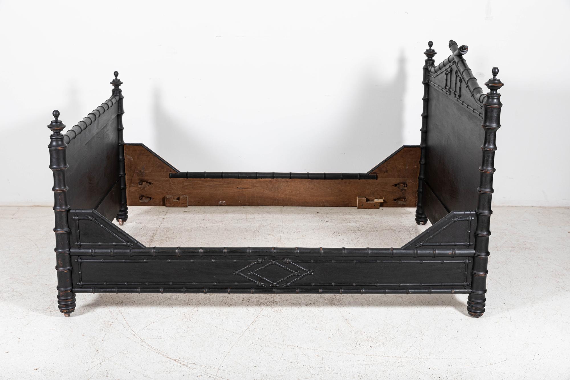 19thC French Ebonised Faux Bamboo Bedroom Suite For Sale 3