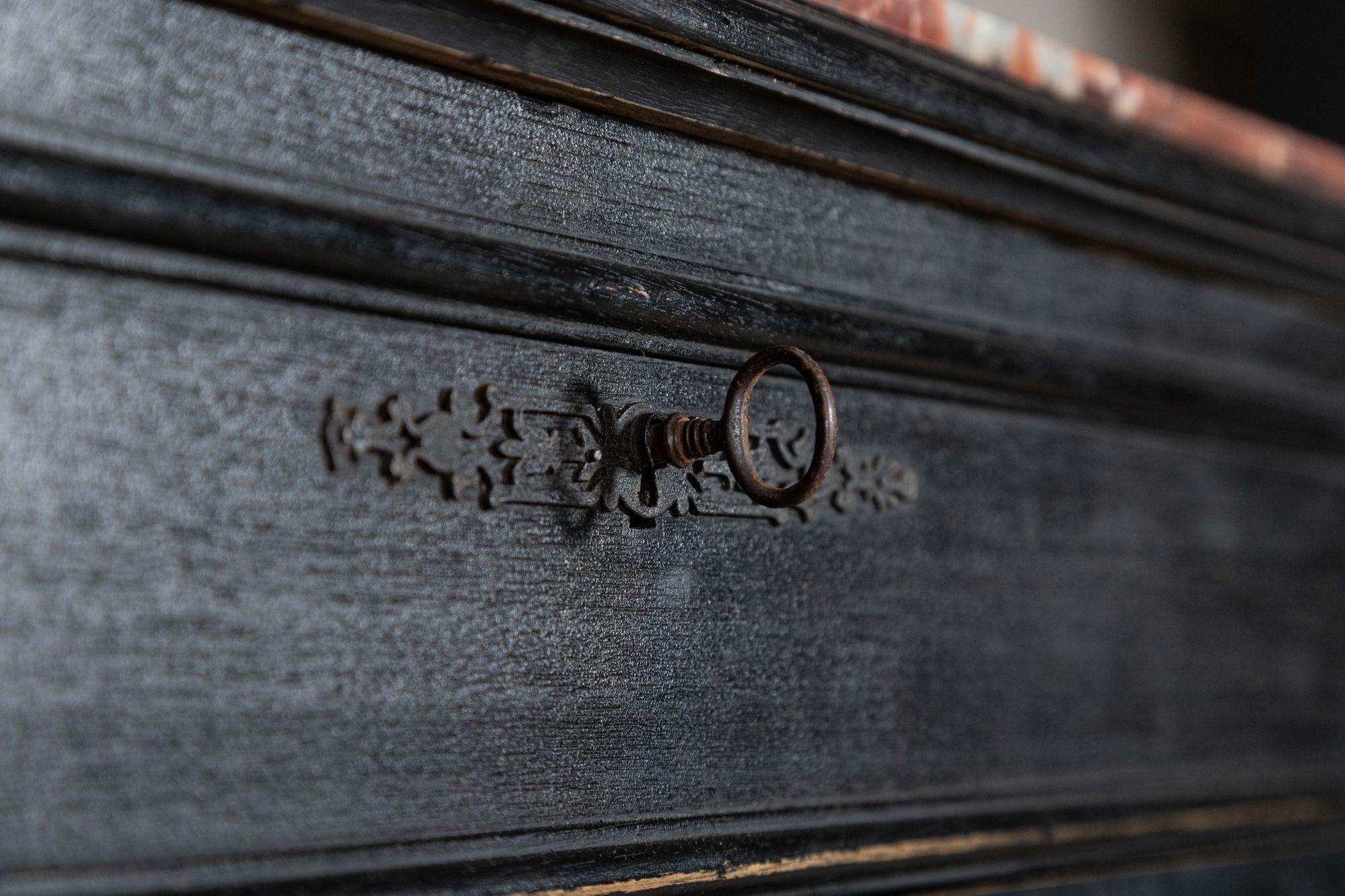 19thC French Ebonised Fruitwood Marble Commode For Sale 6