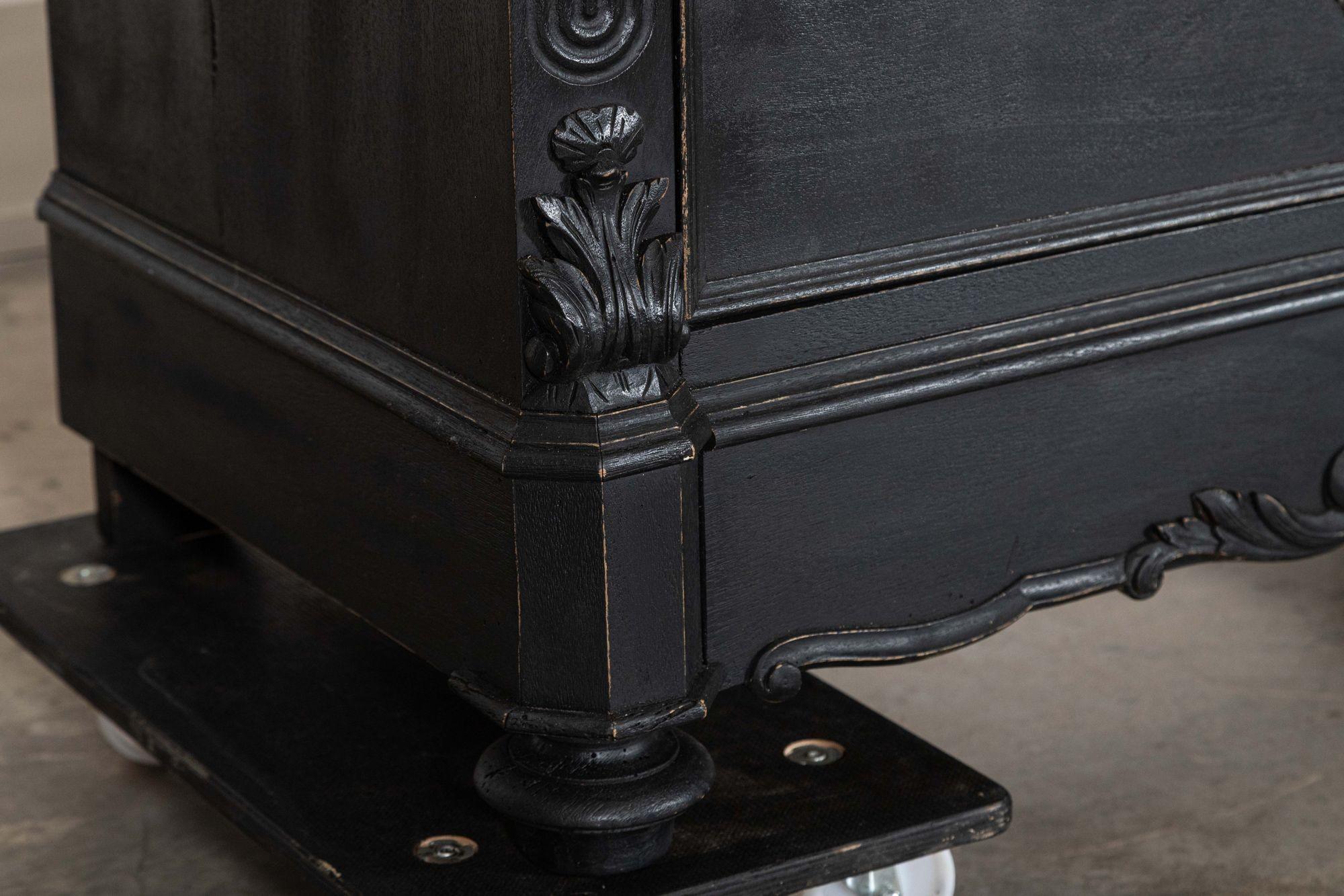 19thC French Ebonised Fruitwood Marble Commode For Sale 8