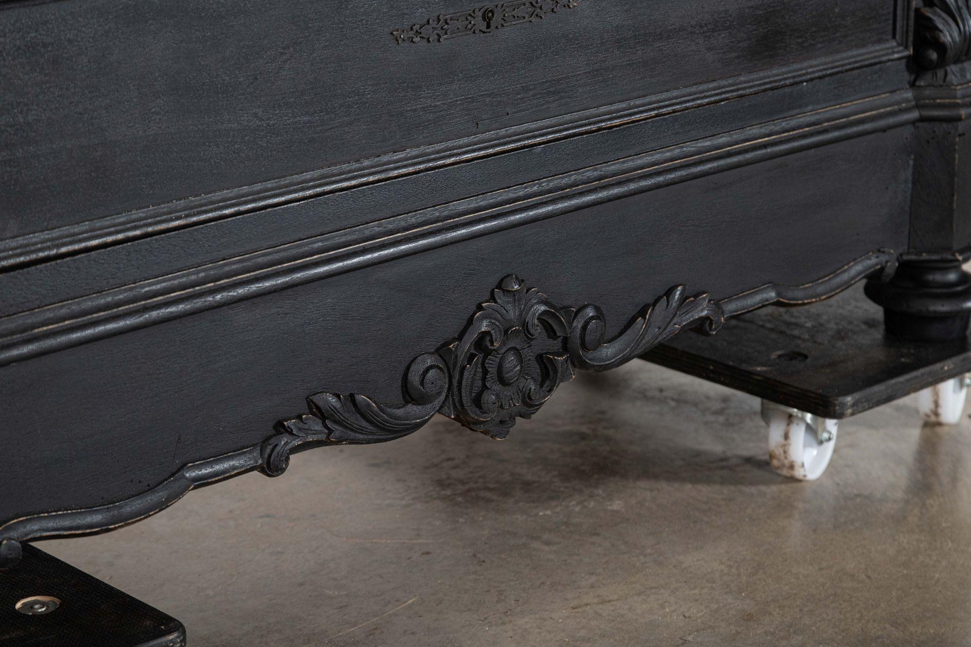19thC French Ebonised Fruitwood Marble Commode For Sale 10
