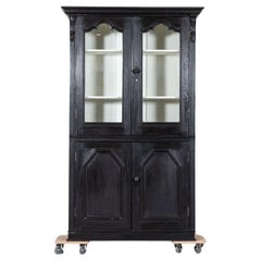 19thC French Ebonised Glazed Cabinet