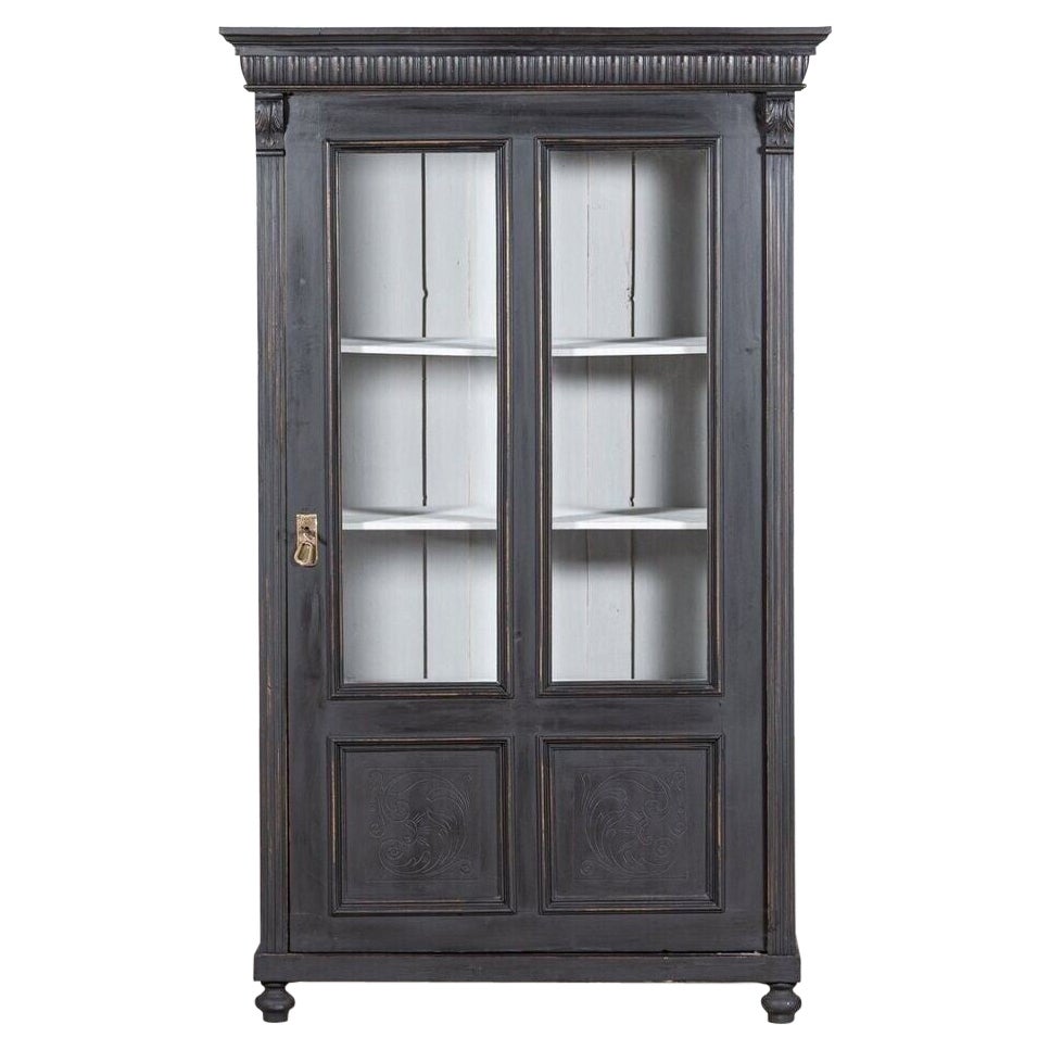 19thC French Ebonised Glazed Display Cabinet