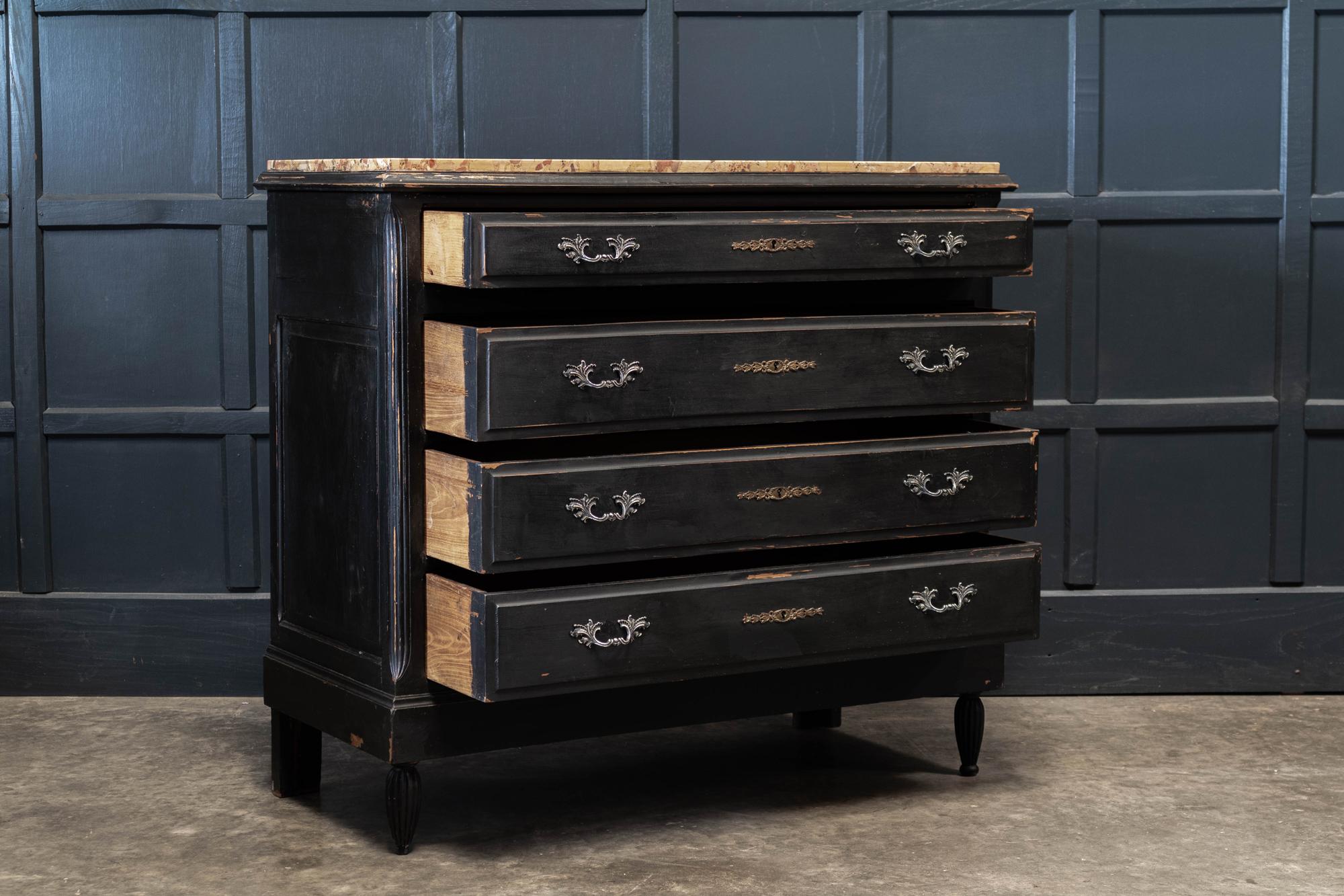 19thc French Ebonised & Marble Commode In Good Condition For Sale In Staffordshire, GB