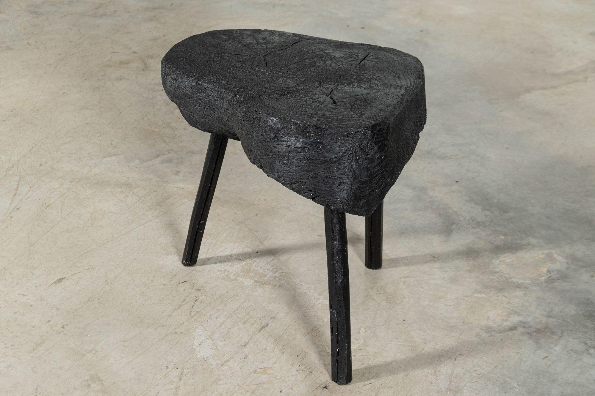 19thc French Ebonised Provincial Elm Chopping Block Table For Sale 3