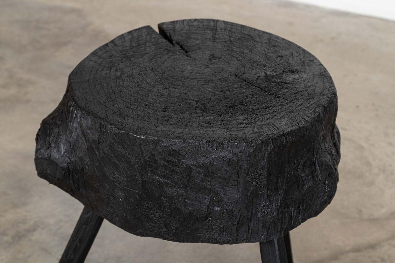 19thC French Ebonised Vernacular Elm Chopping Block Table For Sale 6