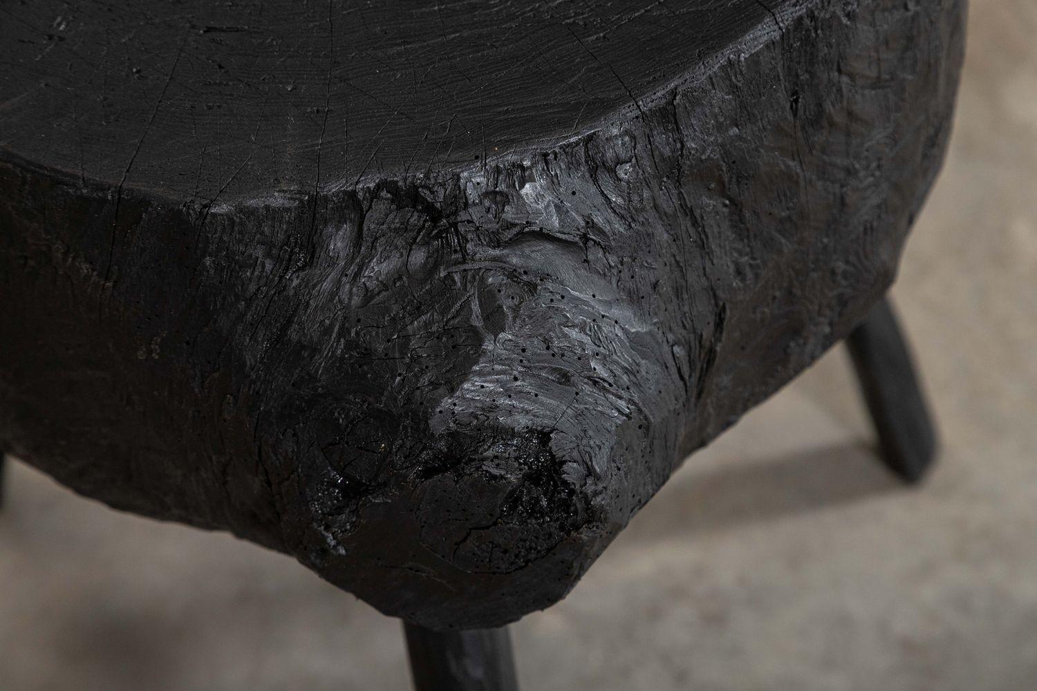 19thC French Ebonised Vernacular Elm Chopping Block Table For Sale 7