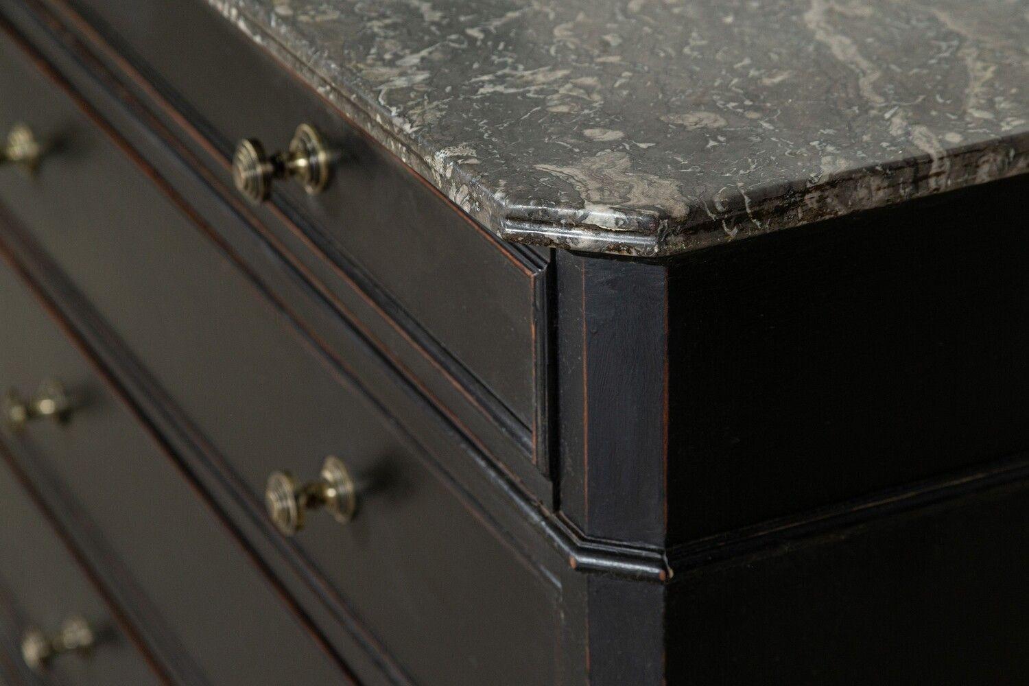 circa 1880
19thC French Ebonised Walnut Commode
(past repaired cracked top)
sku 699
W121 x D56 x H96 cm
Weight 101 Kg