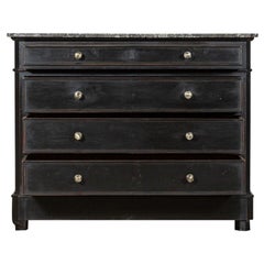 Commode française en noyer ébonisé du XIXe siècle