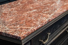 19thC French Ebonised Walnut & Marble Commode