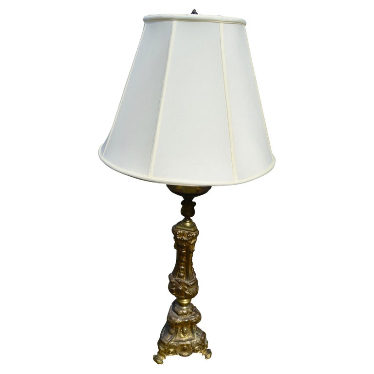 19th C French Ecclesiastical Candlestick Converted into a Lamp For Sale