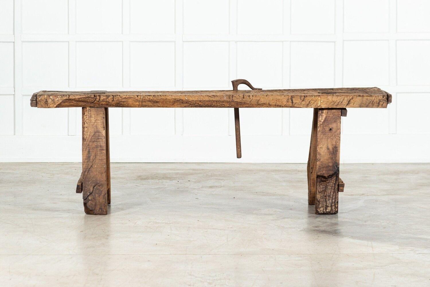 19thC French Elm Cobblers Bench Console For Sale 6