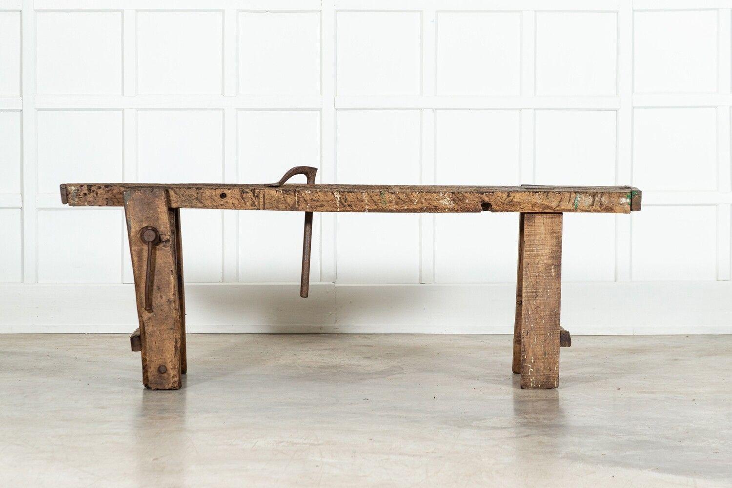 19thC French Elm Cobblers Bench Console For Sale 3