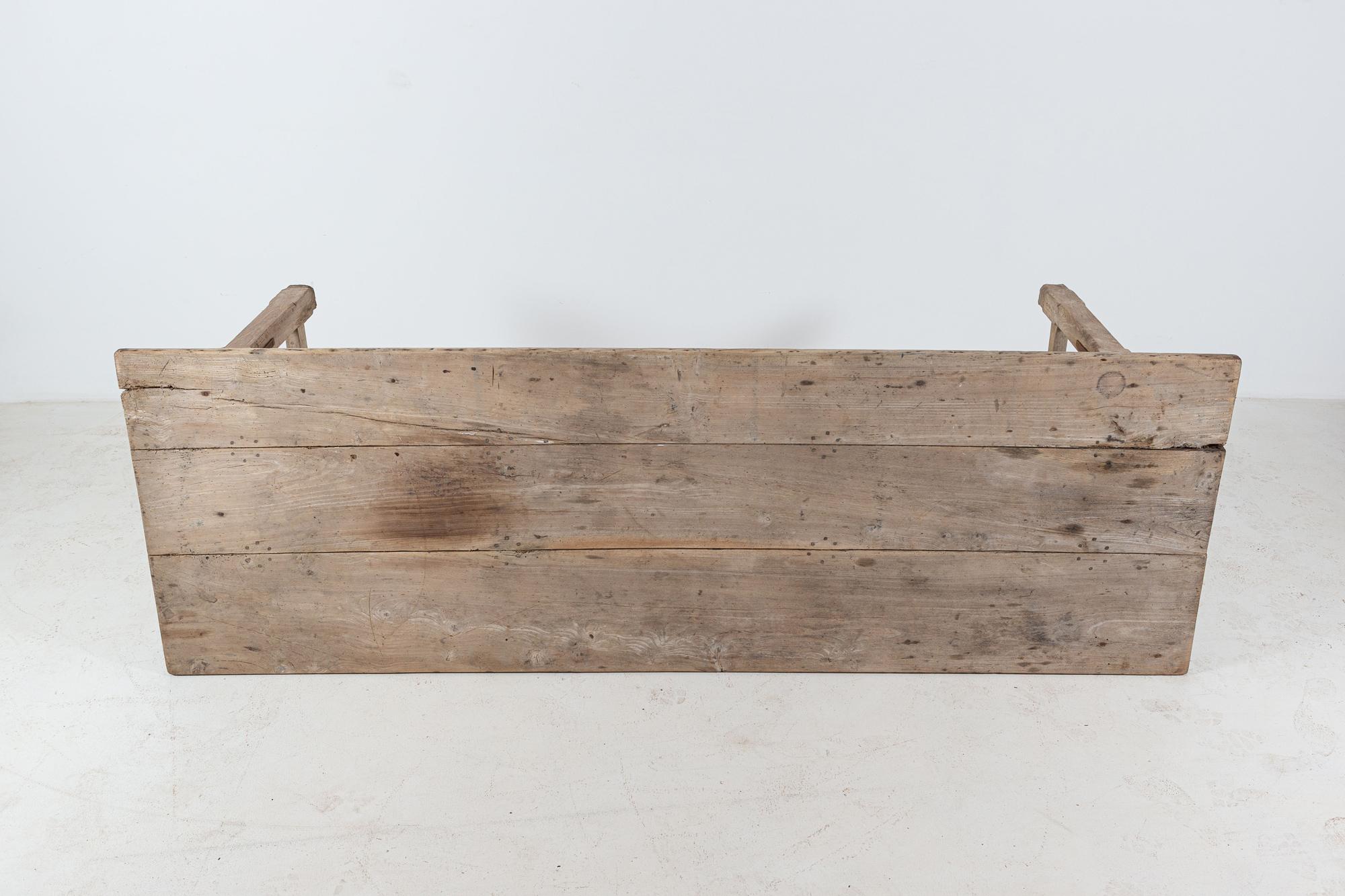 Orme Table de réfectoire en orme français du XIXe siècle en vente