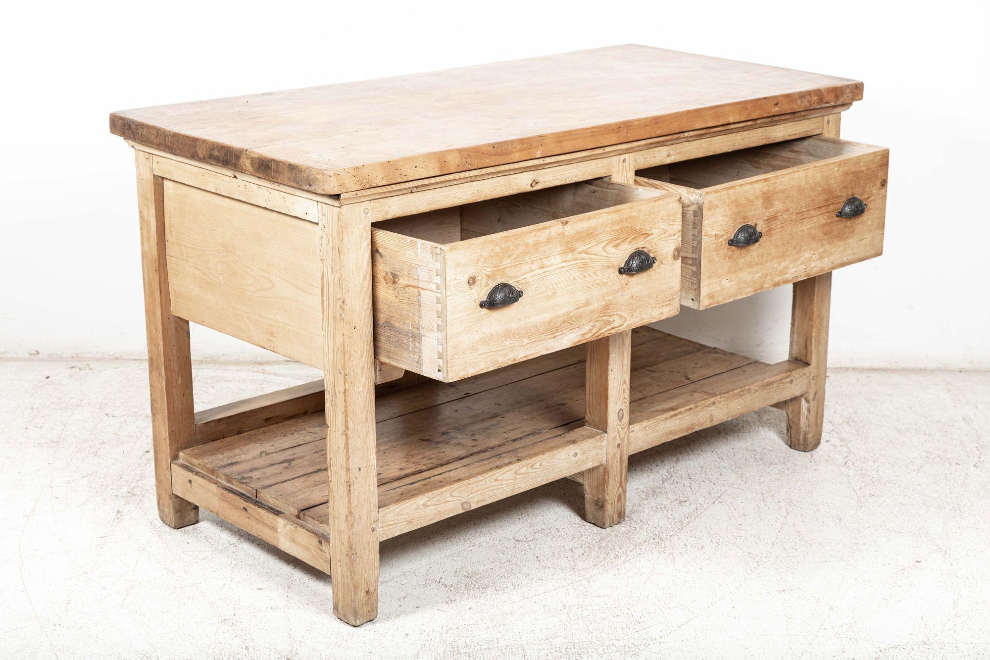 19thC French Elm Top Bakers Prep Table In Good Condition In Staffordshire, GB