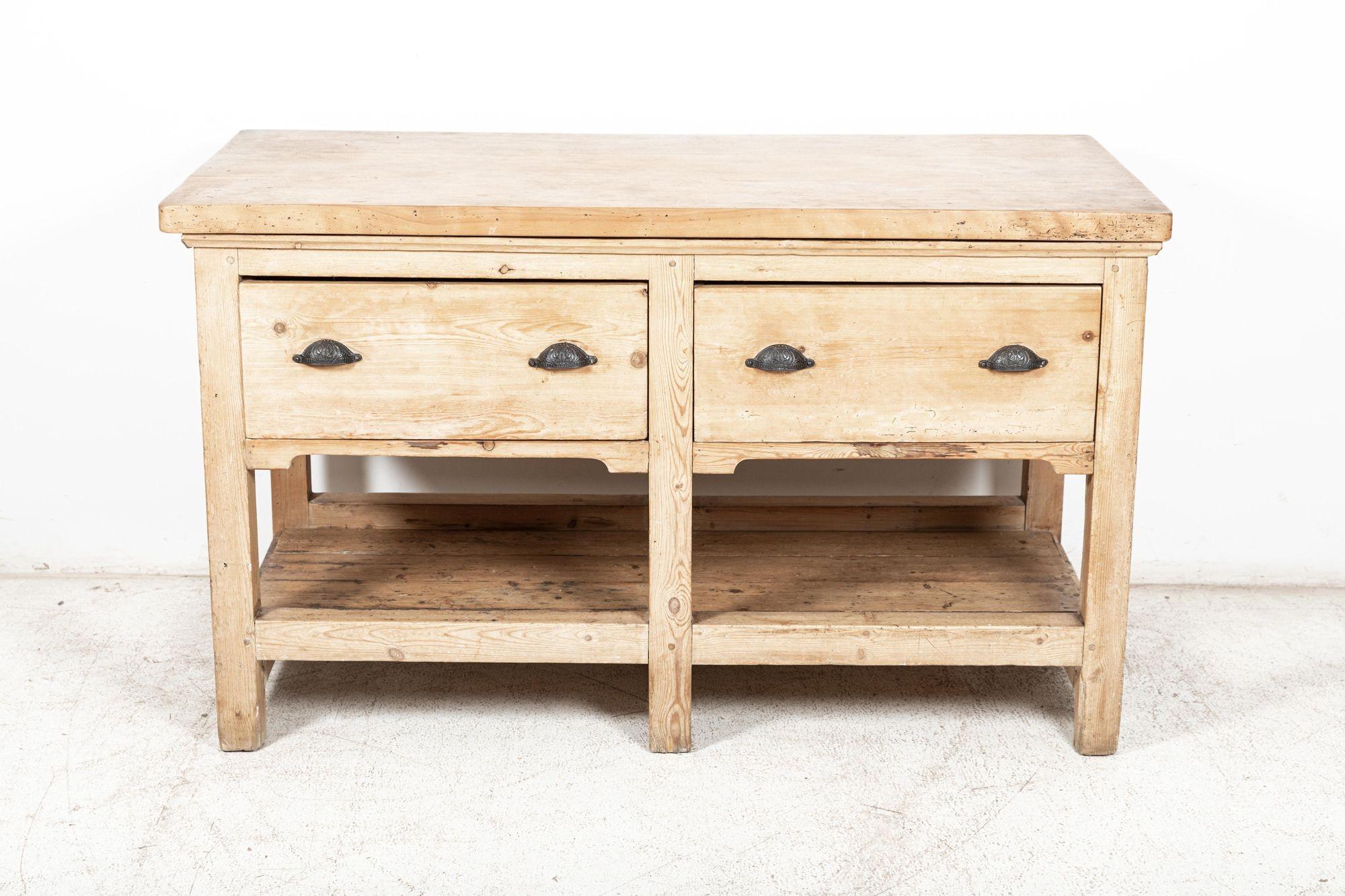 Late 19th Century 19thC French Elm Top Bakers Prep Table