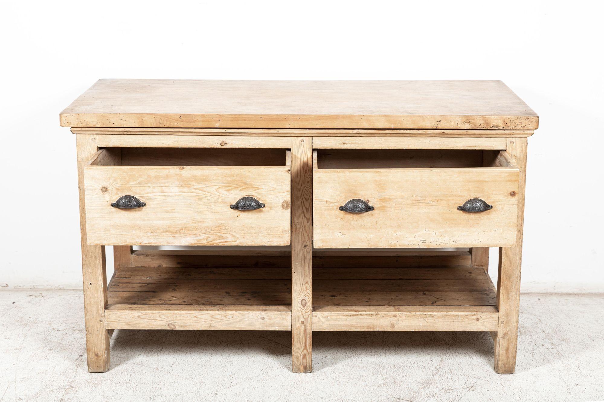 19thC French Elm Top Bakers Prep Table 1