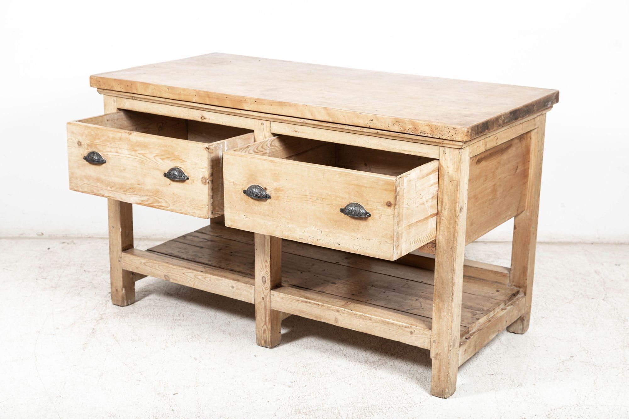 19thC French Elm Top Bakers Prep Table 2