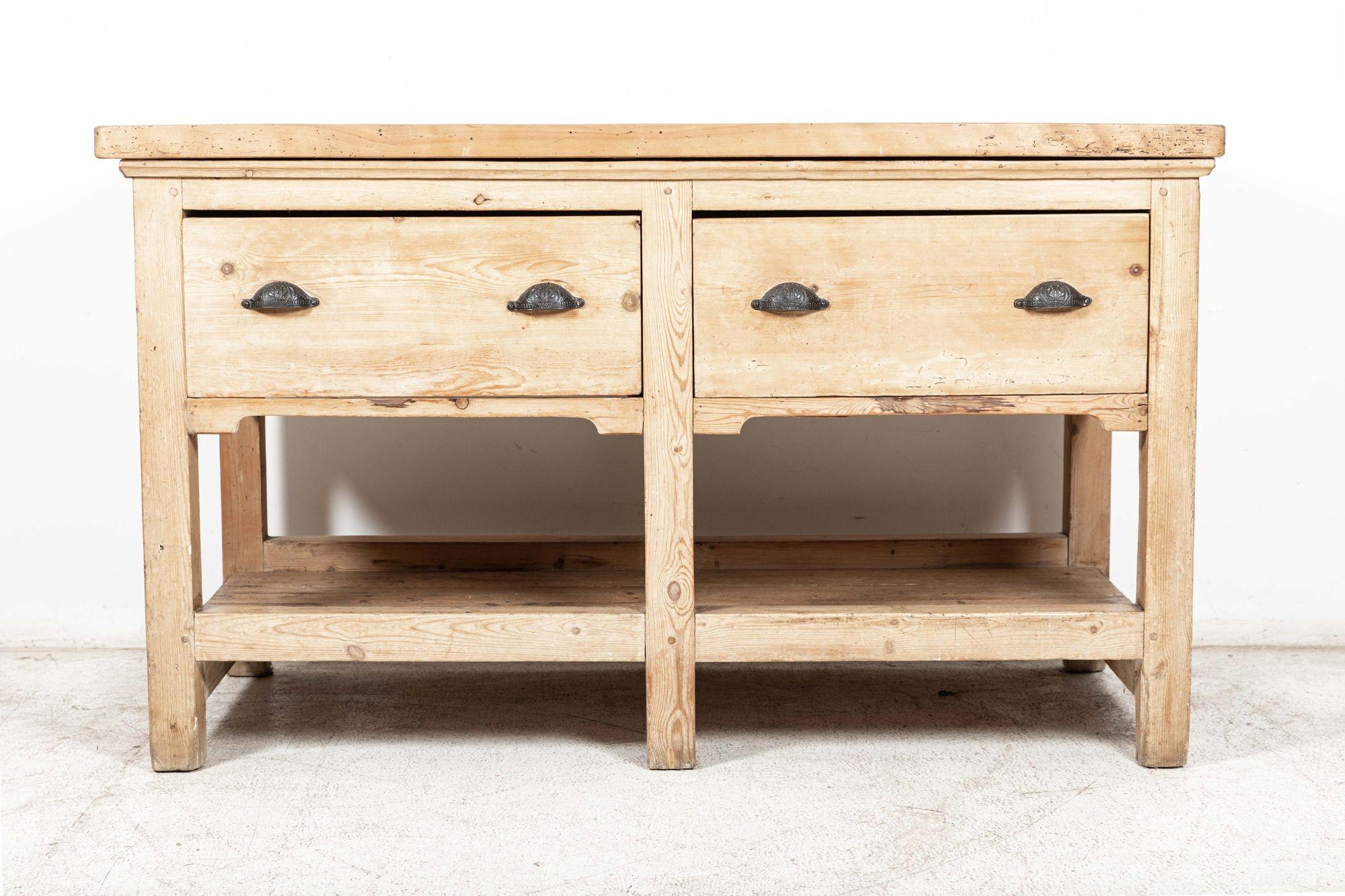 19thC French Elm Top Bakers Prep Table 5