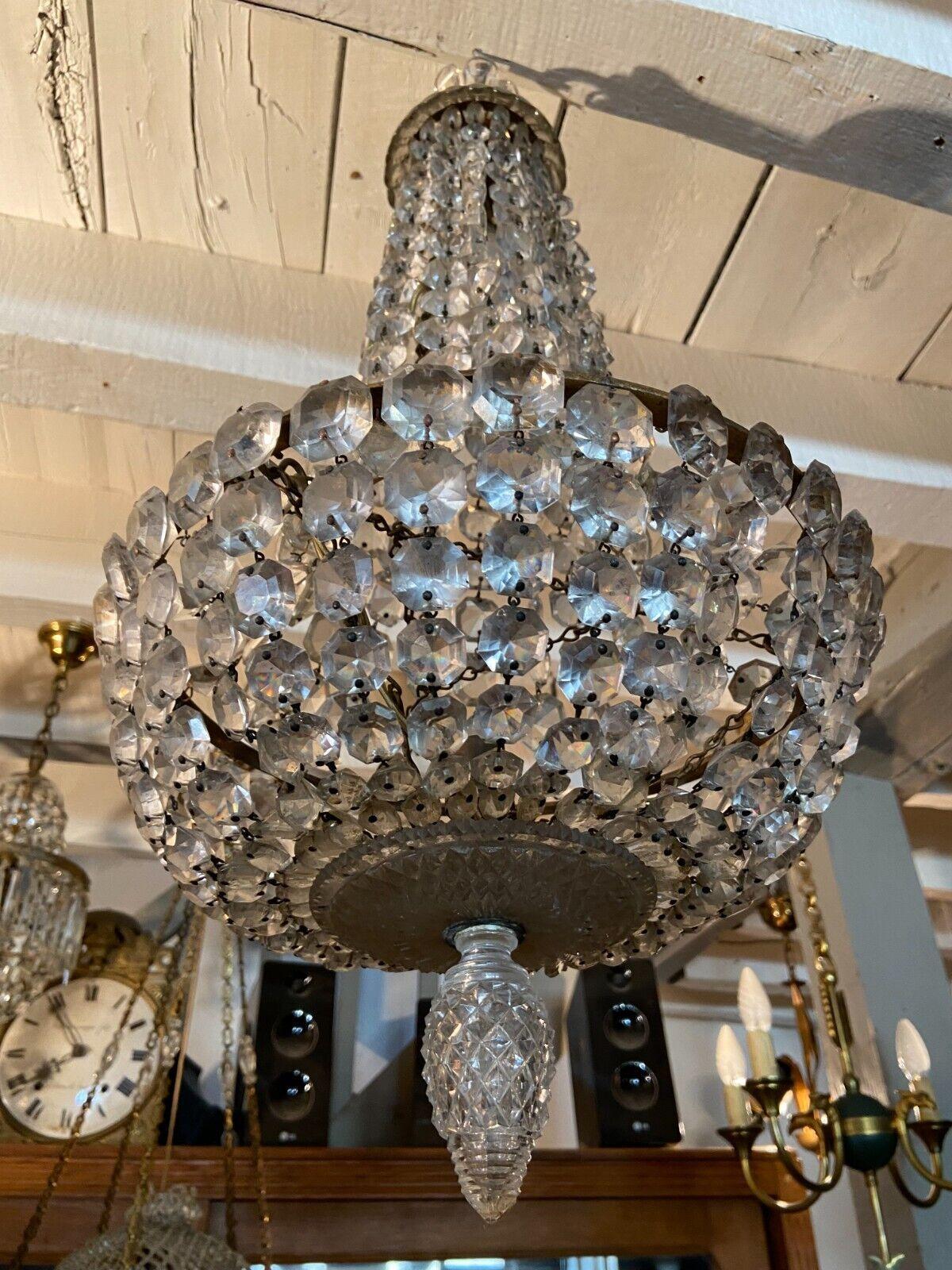 19thc French Empire Cascading Cut Crystal Chandelier attributed to Baccarat For Sale 6