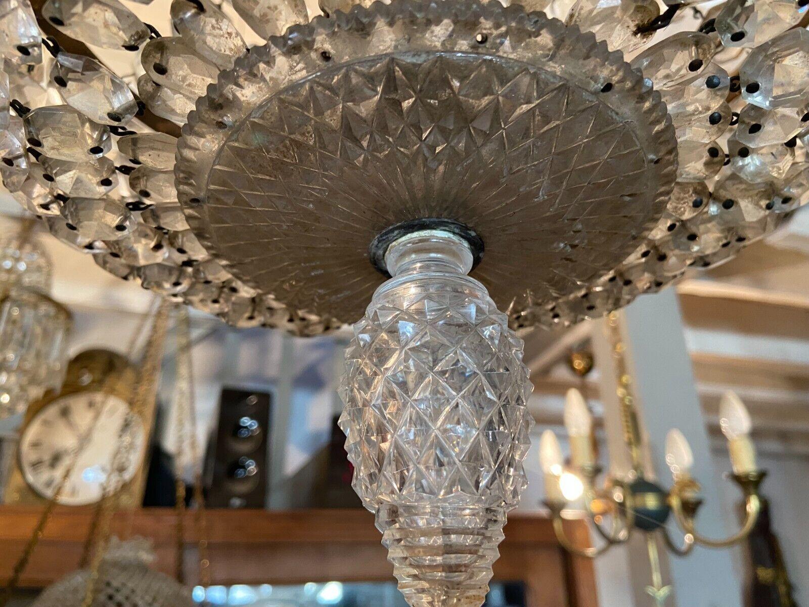 19thc French Empire Cascading Cut Crystal Chandelier attributed to Baccarat For Sale 7