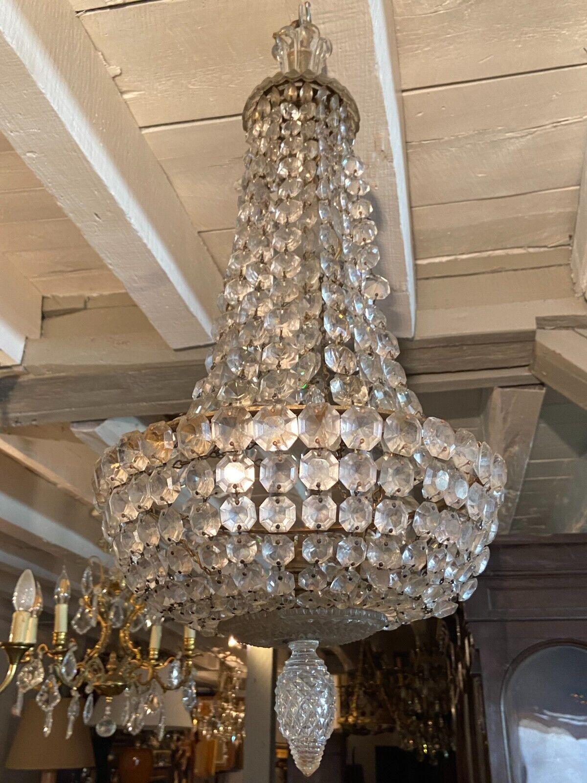 19thc French Empire Cascading Cut Crystal Chandelier attributed to Baccarat For Sale 8