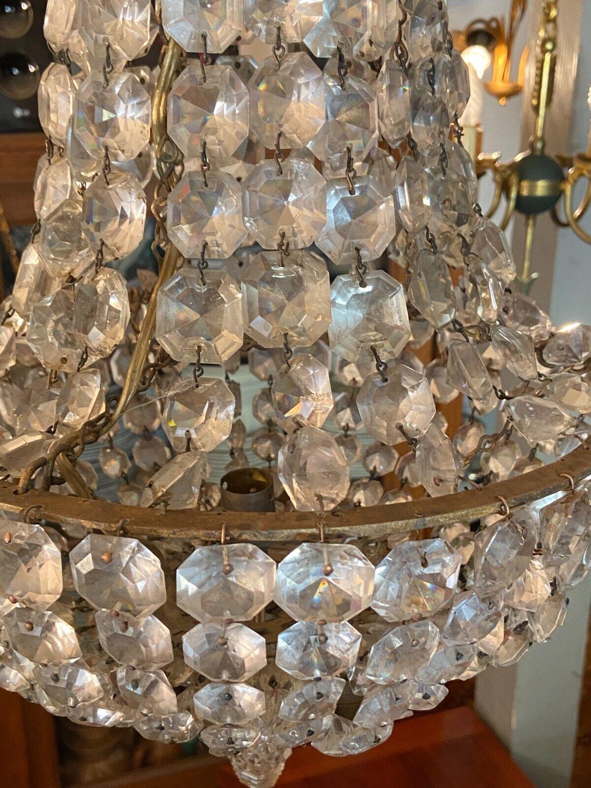 Mid-19th Century 19thc French Empire Cascading Cut Crystal Chandelier attributed to Baccarat For Sale