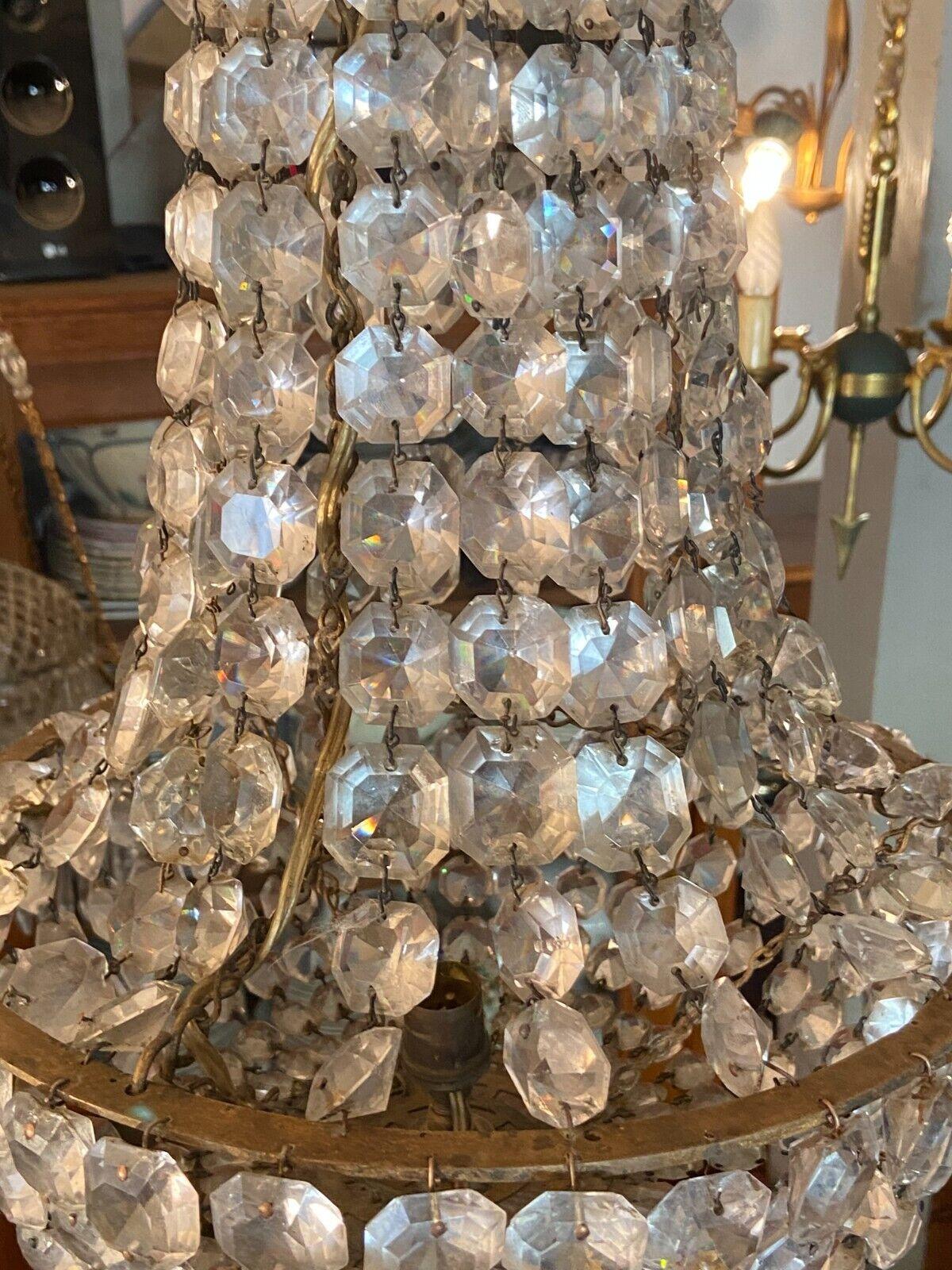 19thc French Empire Cascading Cut Crystal Chandelier attributed to Baccarat For Sale 1