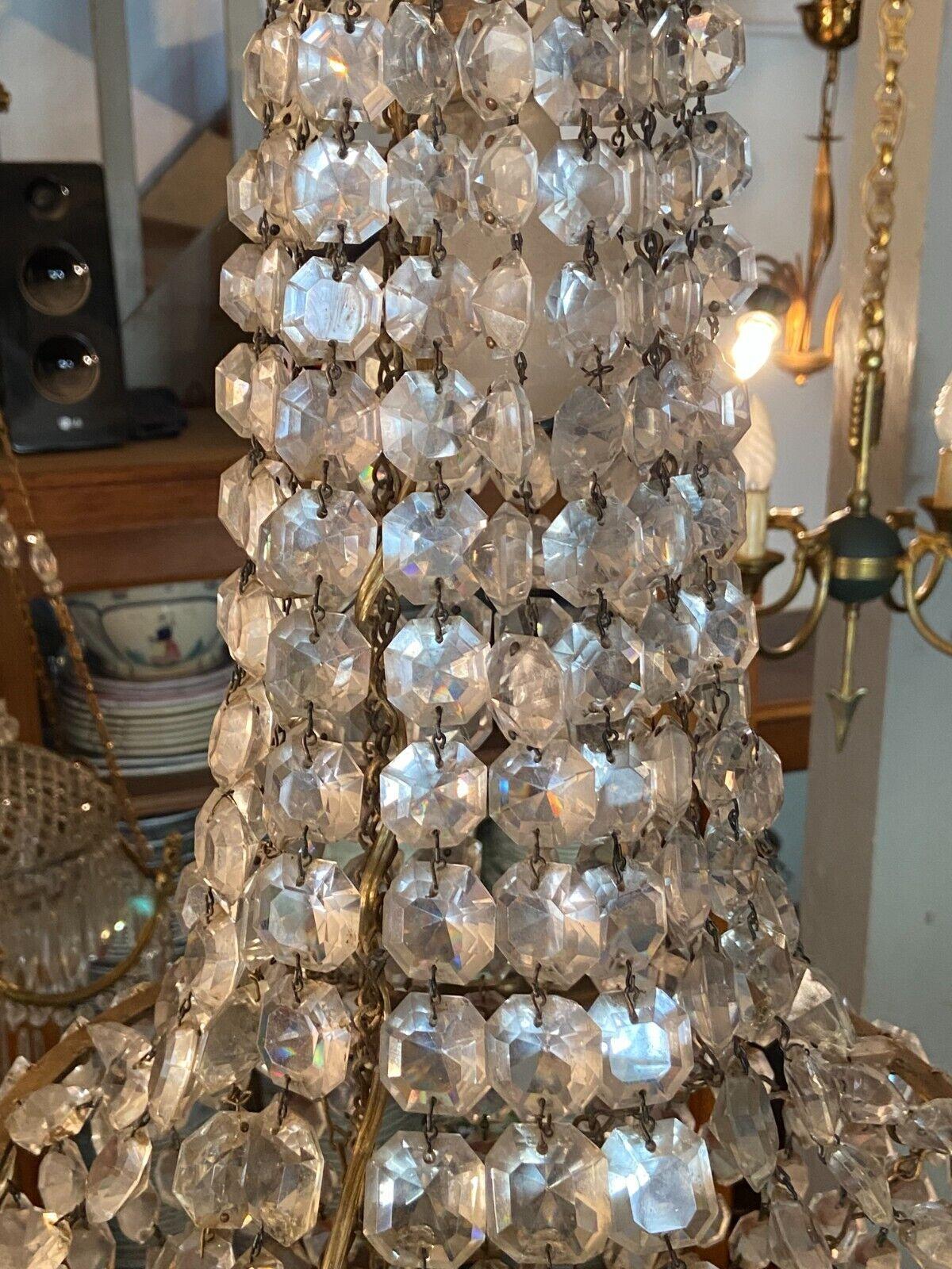 19thc French Empire Cascading Cut Crystal Chandelier attributed to Baccarat For Sale 2